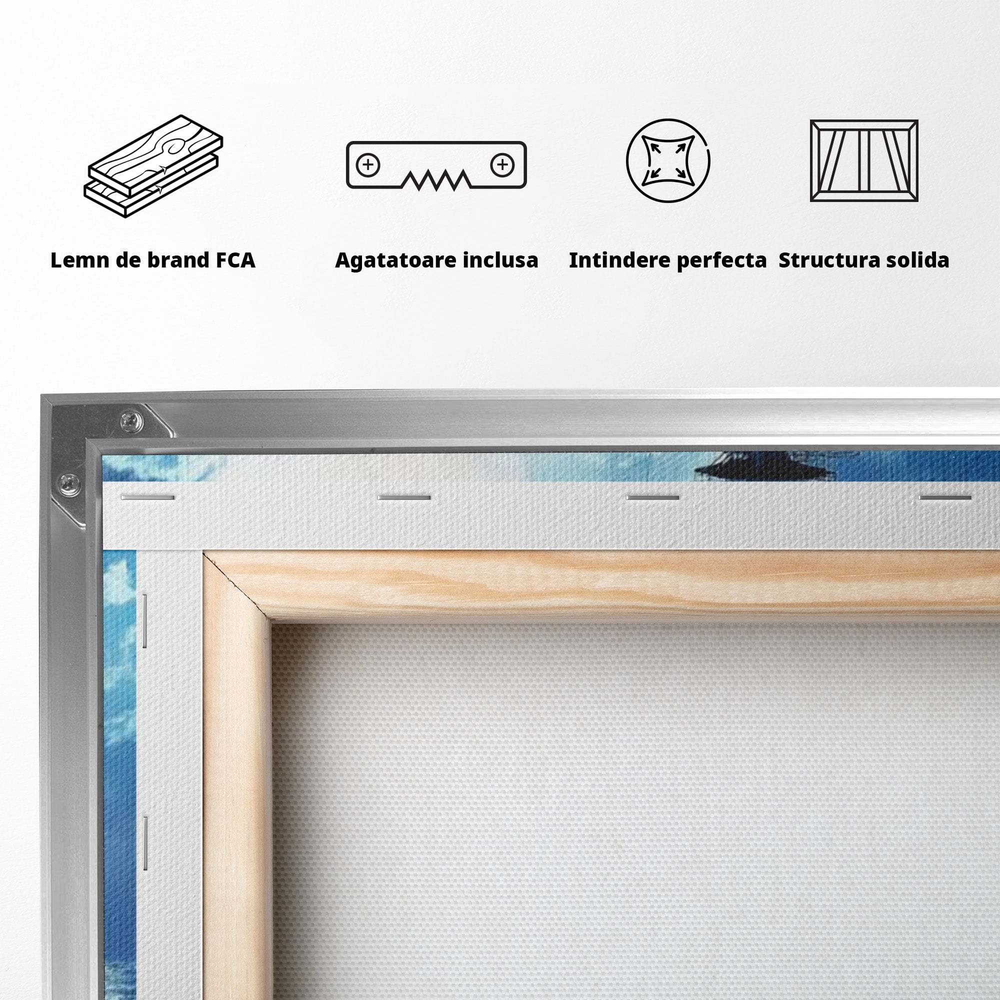 Tablou Canvas Premium LuxCanva® PI1182, Bismarck Sub Clar de Luna, Razboi, Ocean, Noapte, Luna, Aventura, Living, Dormitor, Culori Vibrante