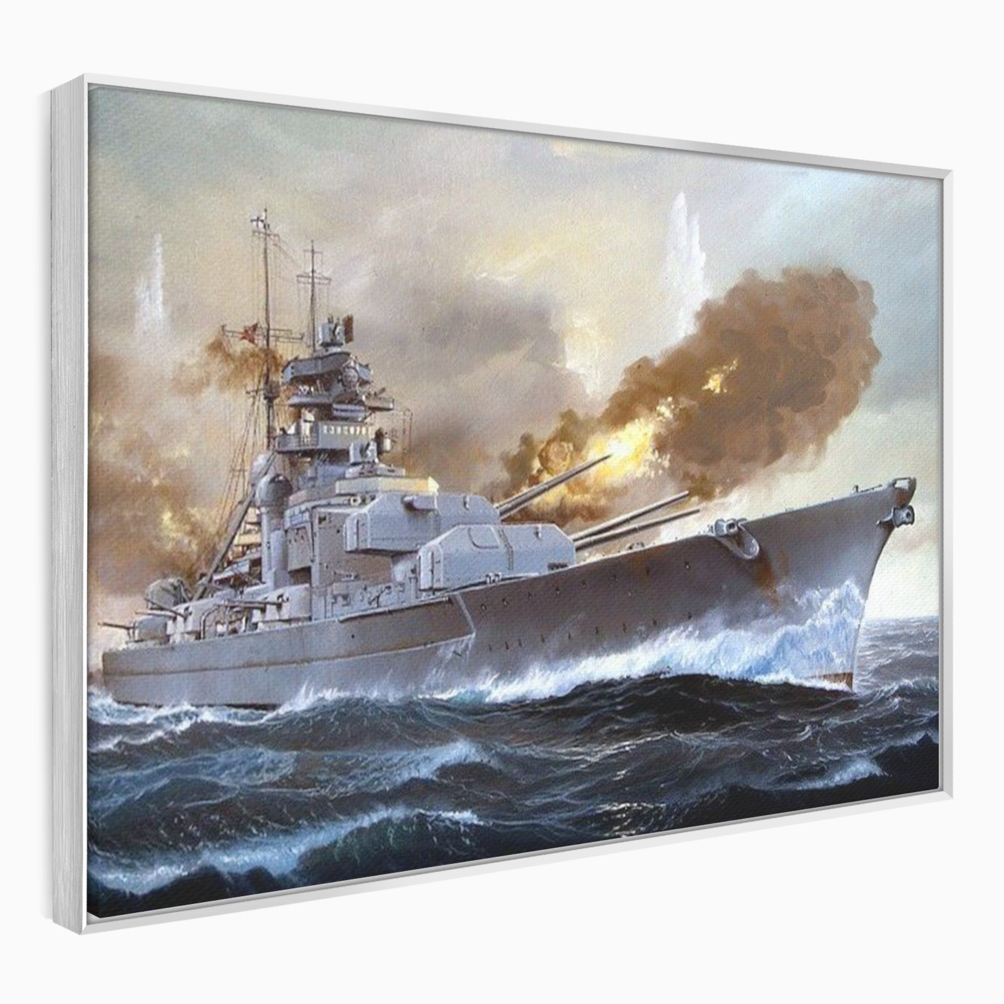 Tablou Canvas Premium LuxCanva® PI1183, Vas De Razboi In Actiune, Bismarck, Marina, Istoric, Mare, Germania, Living, Birou, Culori Vibrante