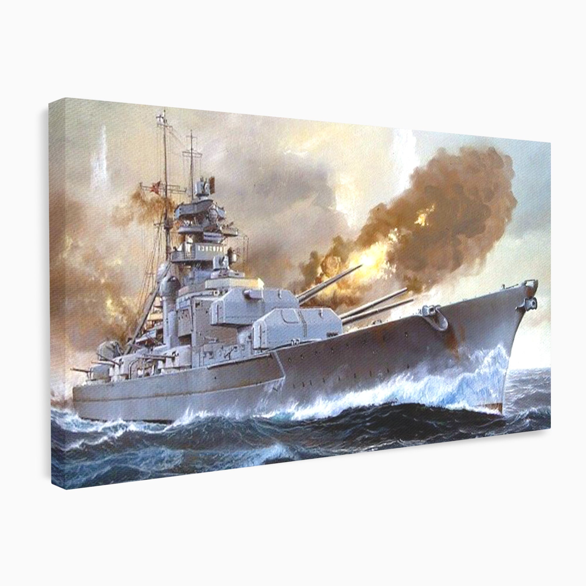 Tablou Canvas Premium LuxCanva® PI1183, Vas De Razboi In Actiune, Bismarck, Marina, Istoric, Mare, Germania, Living, Birou, Culori Vibrante