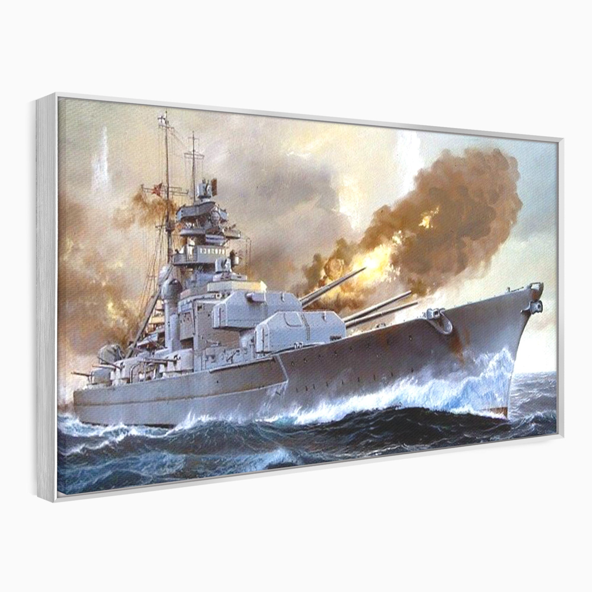 Tablou Canvas Premium LuxCanva® PI1183, Vas De Razboi In Actiune, Bismarck, Marina, Istoric, Mare, Germania, Living, Birou, Culori Vibrante
