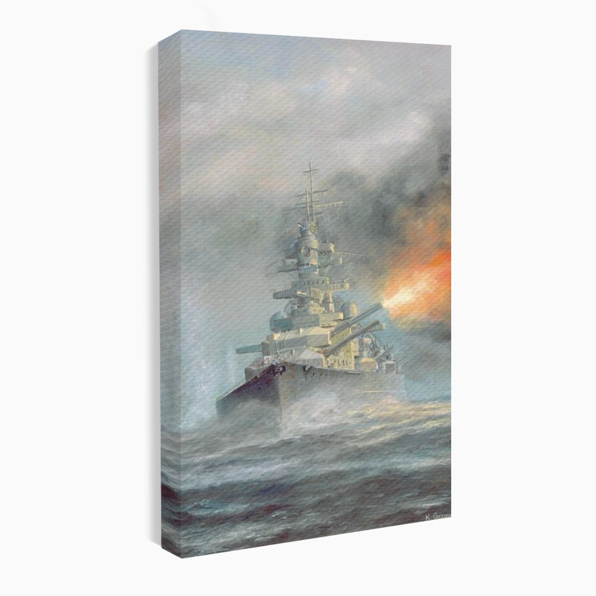 Tablou Canvas Premium LuxCanva® PI1184, Stapanul Atlanticului, Nava, Razboi, Bismarck, Istorie, Dormitor, Birou, Culori Vibrante