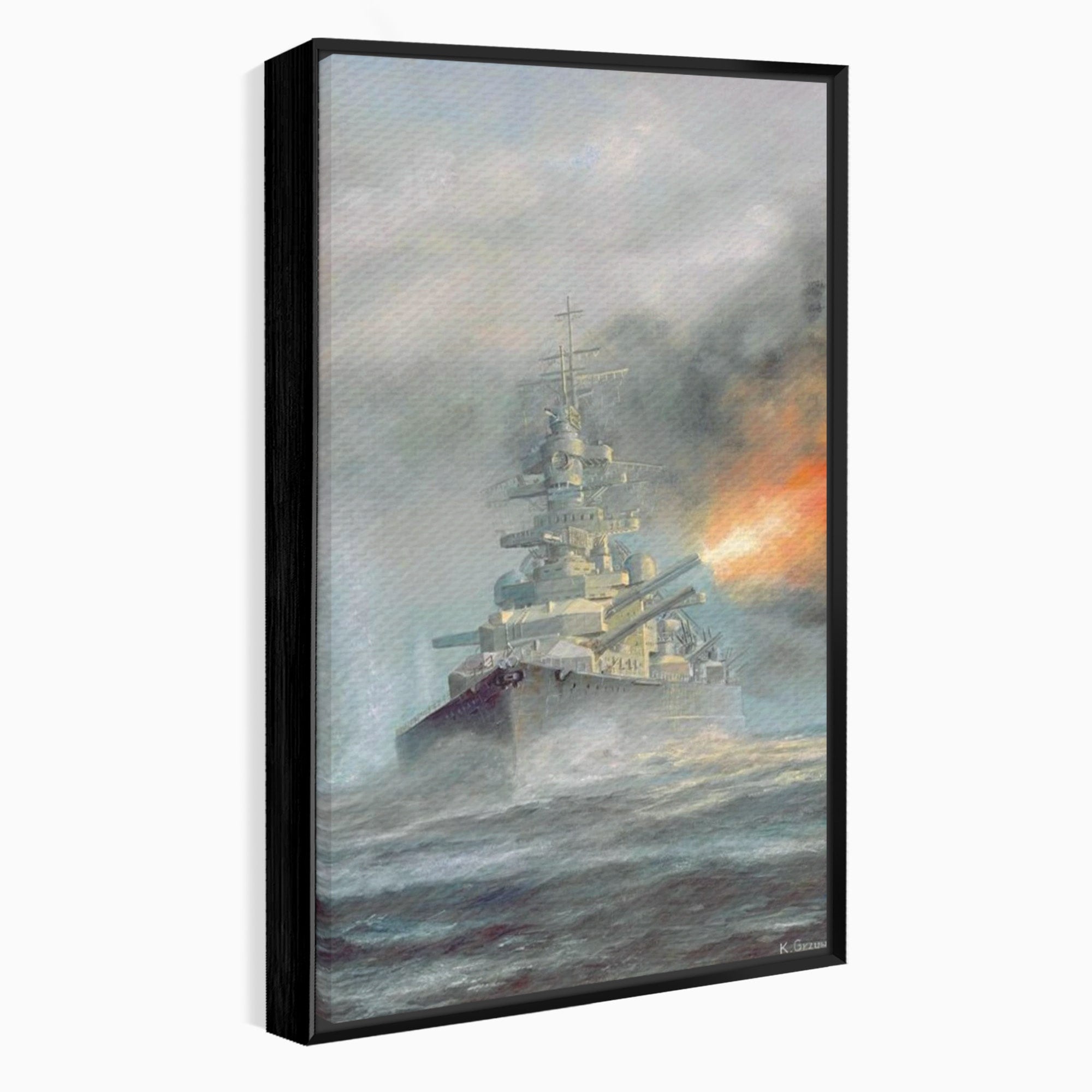 Tablou Canvas Premium LuxCanva® PI1184, Stapanul Atlanticului, Nava, Razboi, Bismarck, Istorie, Dormitor, Birou, Culori Vibrante