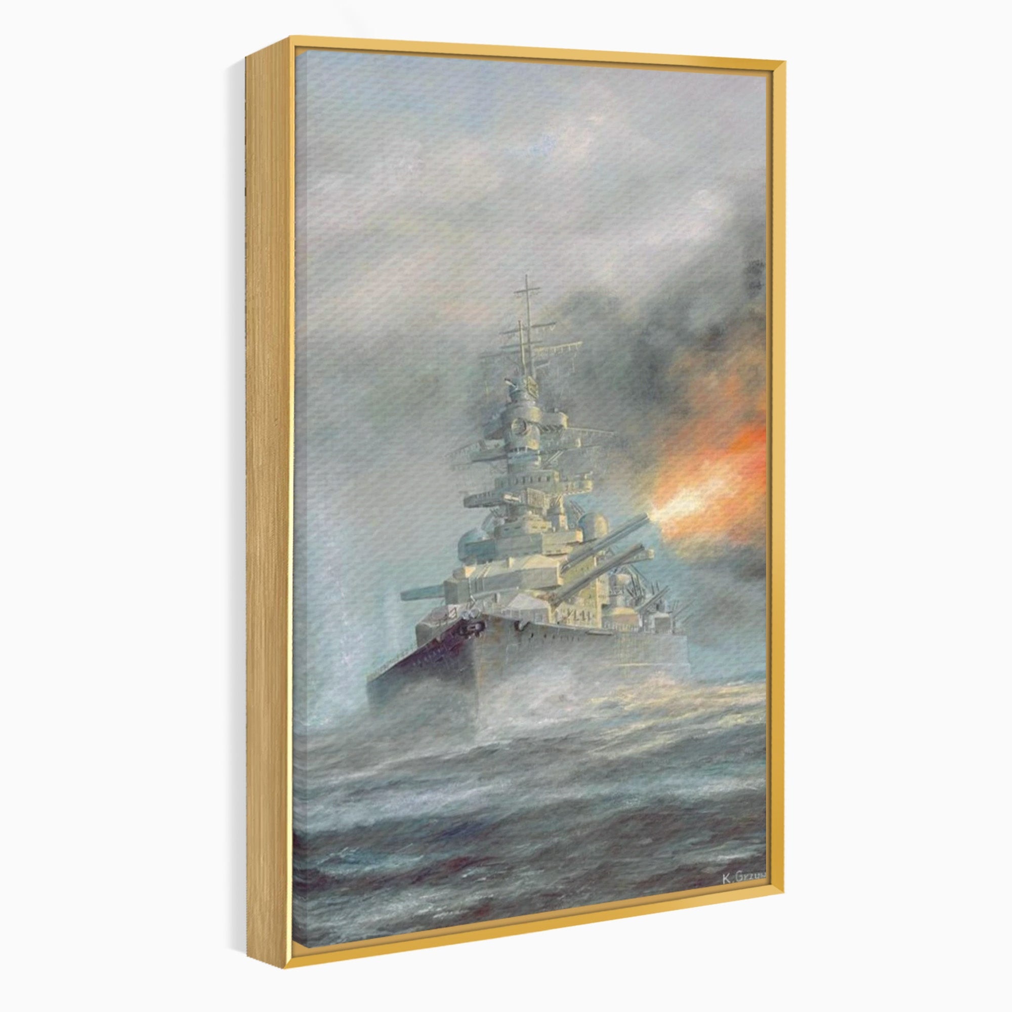 Tablou Canvas Premium LuxCanva® PI1184, Stapanul Atlanticului, Nava, Razboi, Bismarck, Istorie, Dormitor, Birou, Culori Vibrante
