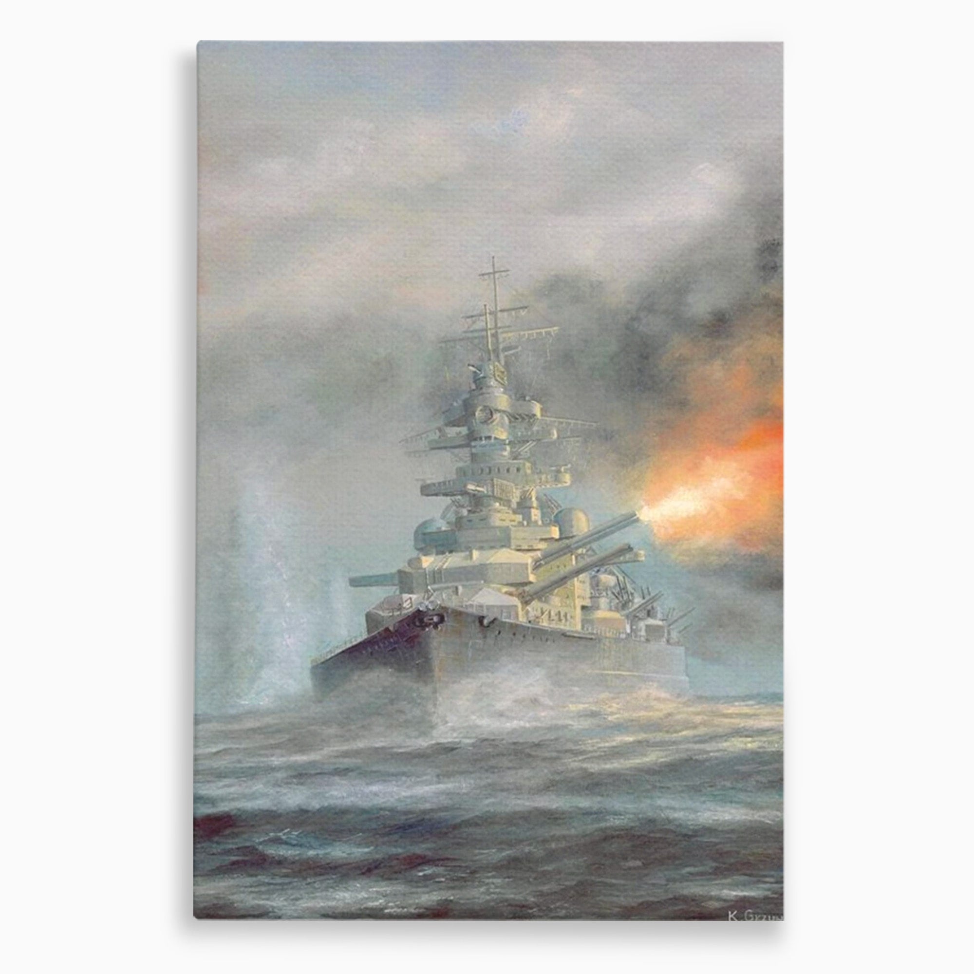 Tablou Canvas Premium LuxCanva® PI1184, Stapanul Atlanticului, Nava, Razboi, Bismarck, Istorie, Dormitor, Birou, Culori Vibrante