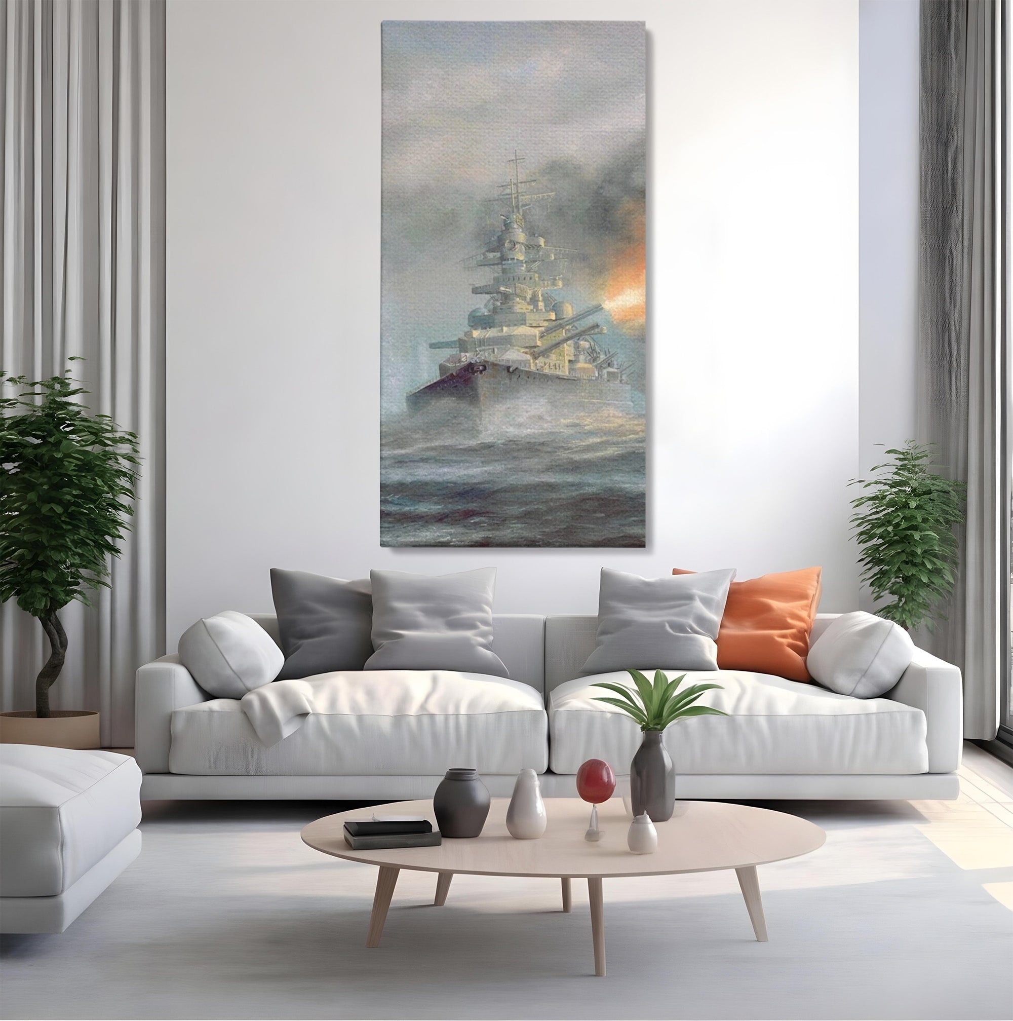 Tablou Canvas Premium LuxCanva® PI1184, Stapanul Atlanticului, Nava, Razboi, Bismarck, Istorie, Dormitor, Birou, Culori Vibrante