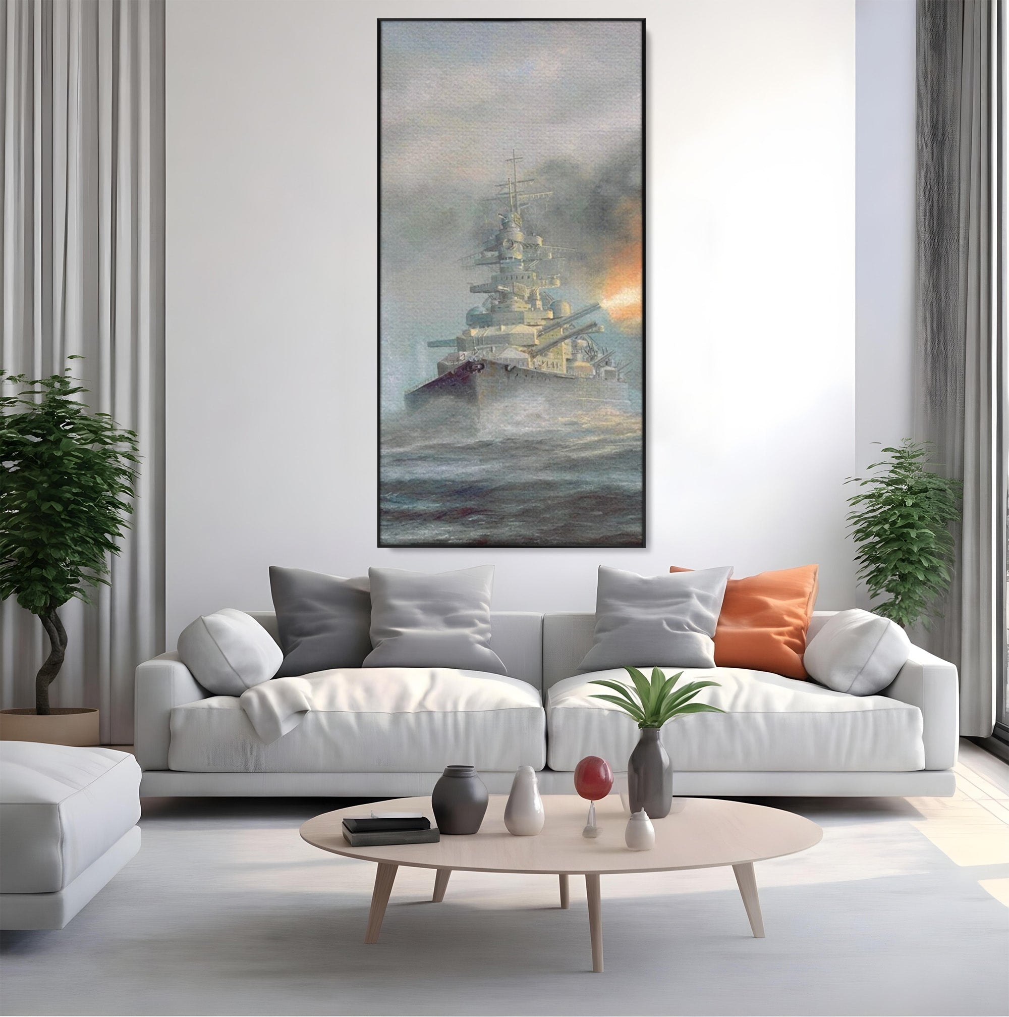 Tablou Canvas Premium LuxCanva® PI1184, Stapanul Atlanticului, Nava, Razboi, Bismarck, Istorie, Dormitor, Birou, Culori Vibrante