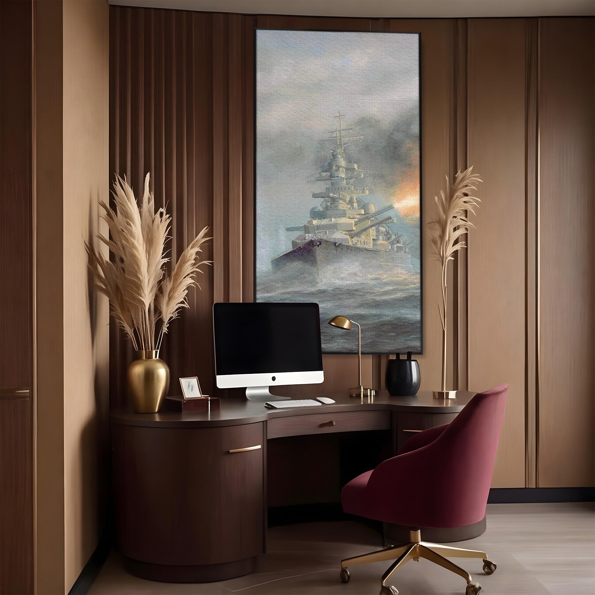 Tablou Canvas Premium LuxCanva® PI1184, Stapanul Atlanticului, Nava, Razboi, Bismarck, Istorie, Dormitor, Birou, Culori Vibrante