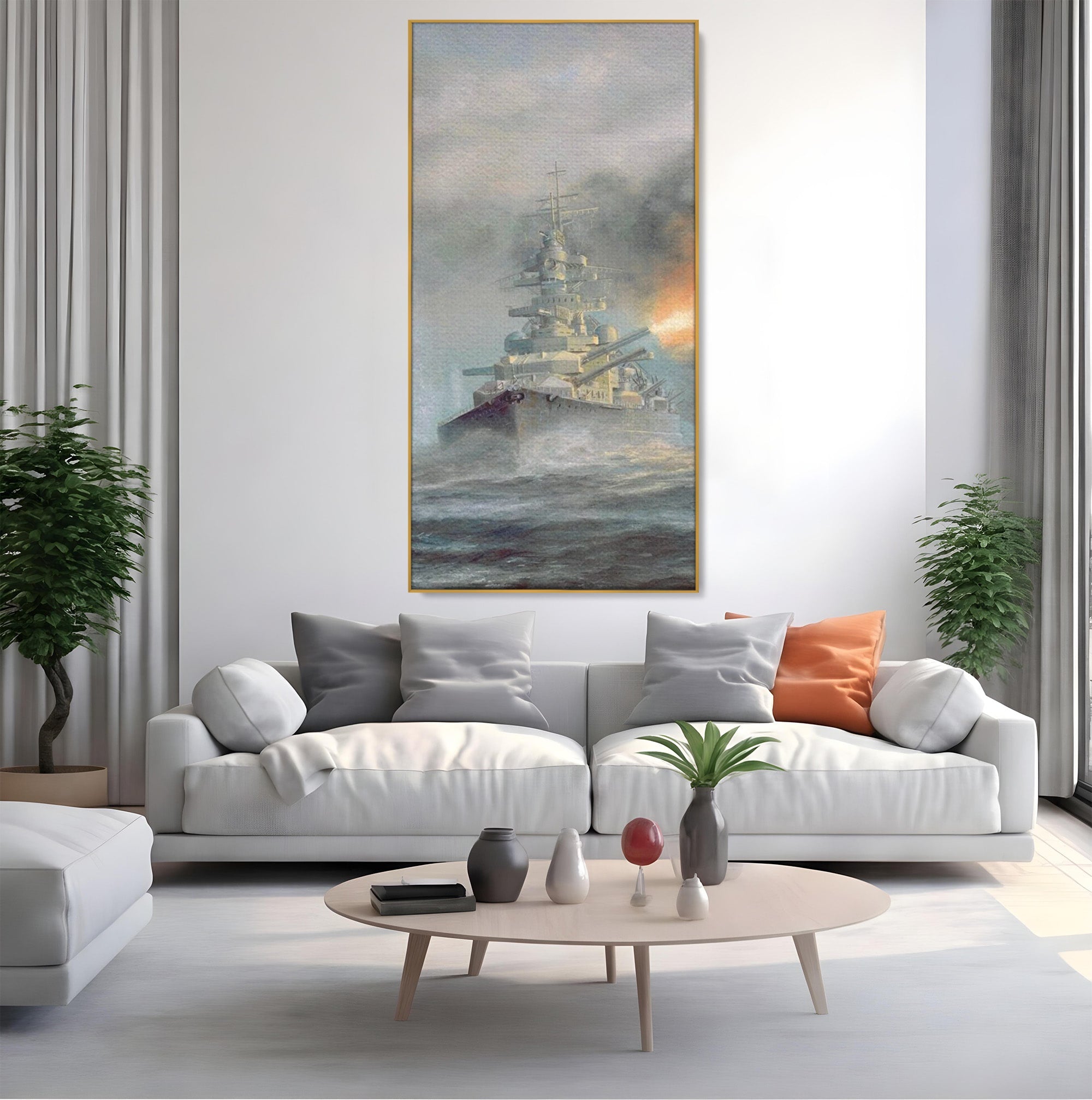 Tablou Canvas Premium LuxCanva® PI1184, Stapanul Atlanticului, Nava, Razboi, Bismarck, Istorie, Dormitor, Birou, Culori Vibrante