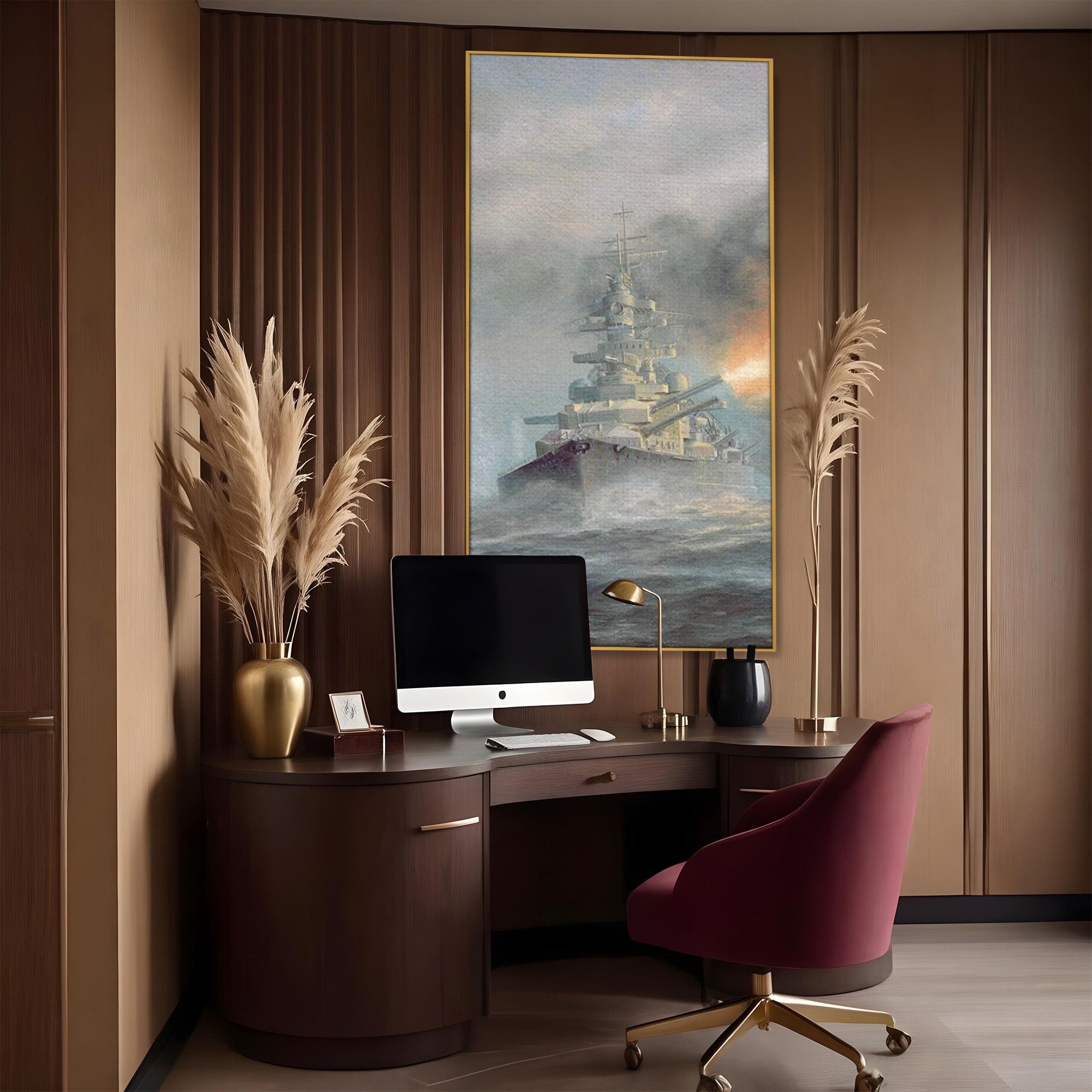 Tablou Canvas Premium LuxCanva® PI1184, Stapanul Atlanticului, Nava, Razboi, Bismarck, Istorie, Dormitor, Birou, Culori Vibrante
