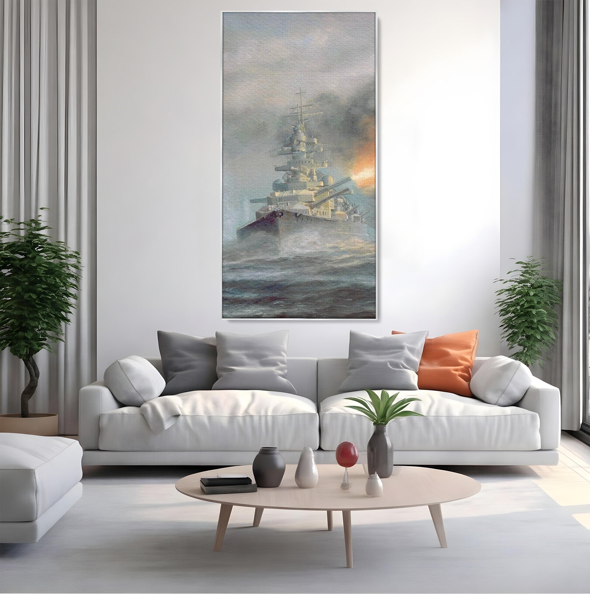 Tablou Canvas Premium LuxCanva® PI1184, Stapanul Atlanticului, Nava, Razboi, Bismarck, Istorie, Dormitor, Birou, Culori Vibrante