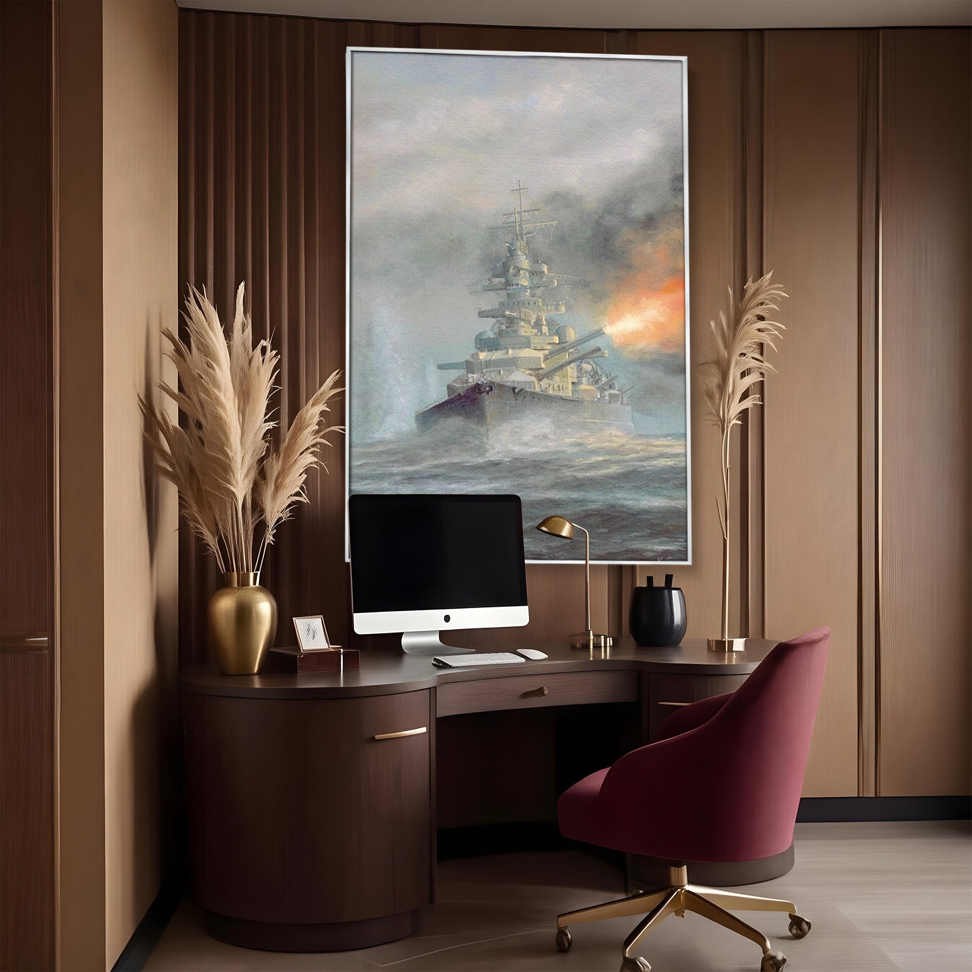 Tablou Canvas Premium LuxCanva® PI1184, Stapanul Atlanticului, Nava, Razboi, Bismarck, Istorie, Dormitor, Birou, Culori Vibrante