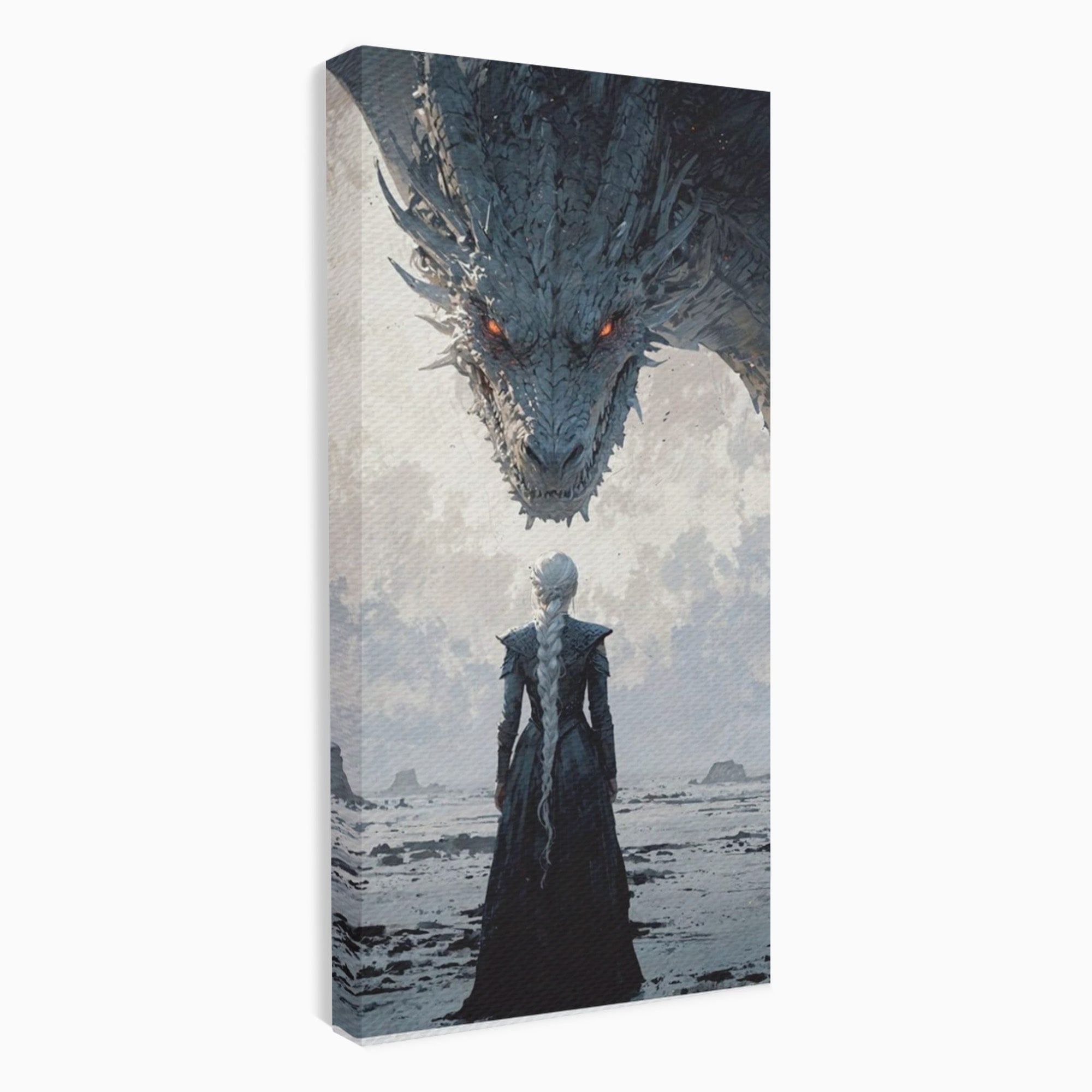 Tablou Canvas Premium LuxCanva® PI1186, Intalnire Cu Dragonul, Daenerys, Targaryen, Foc, Putere, Mama, Living, Culori Vibrante
