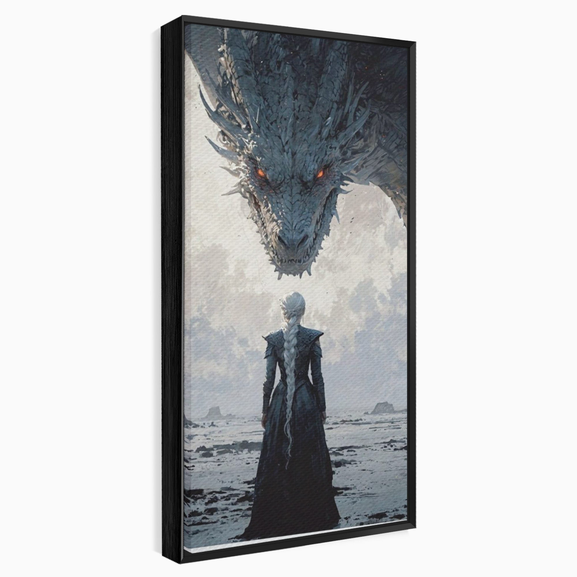 Tablou Canvas Premium LuxCanva® PI1186, Intalnire Cu Dragonul, Daenerys, Targaryen, Foc, Putere, Mama, Living, Culori Vibrante