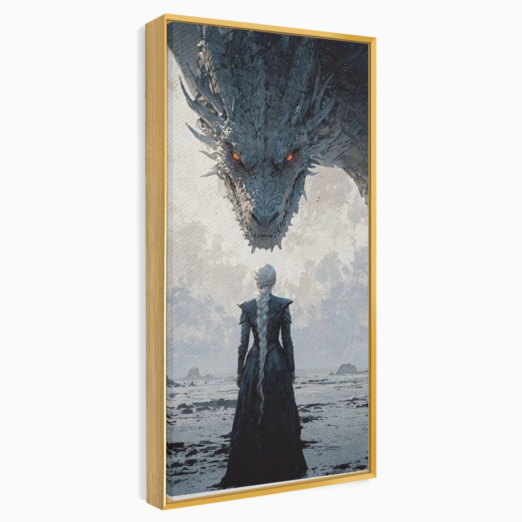 Tablou Canvas Premium LuxCanva® PI1186, Intalnire Cu Dragonul, Daenerys, Targaryen, Foc, Putere, Mama, Living, Culori Vibrante