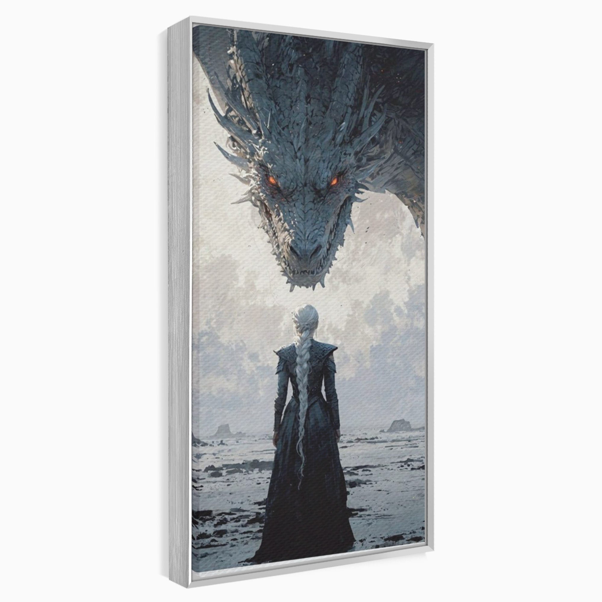 Tablou Canvas Premium LuxCanva® PI1186, Intalnire Cu Dragonul, Daenerys, Targaryen, Foc, Putere, Mama, Living, Culori Vibrante