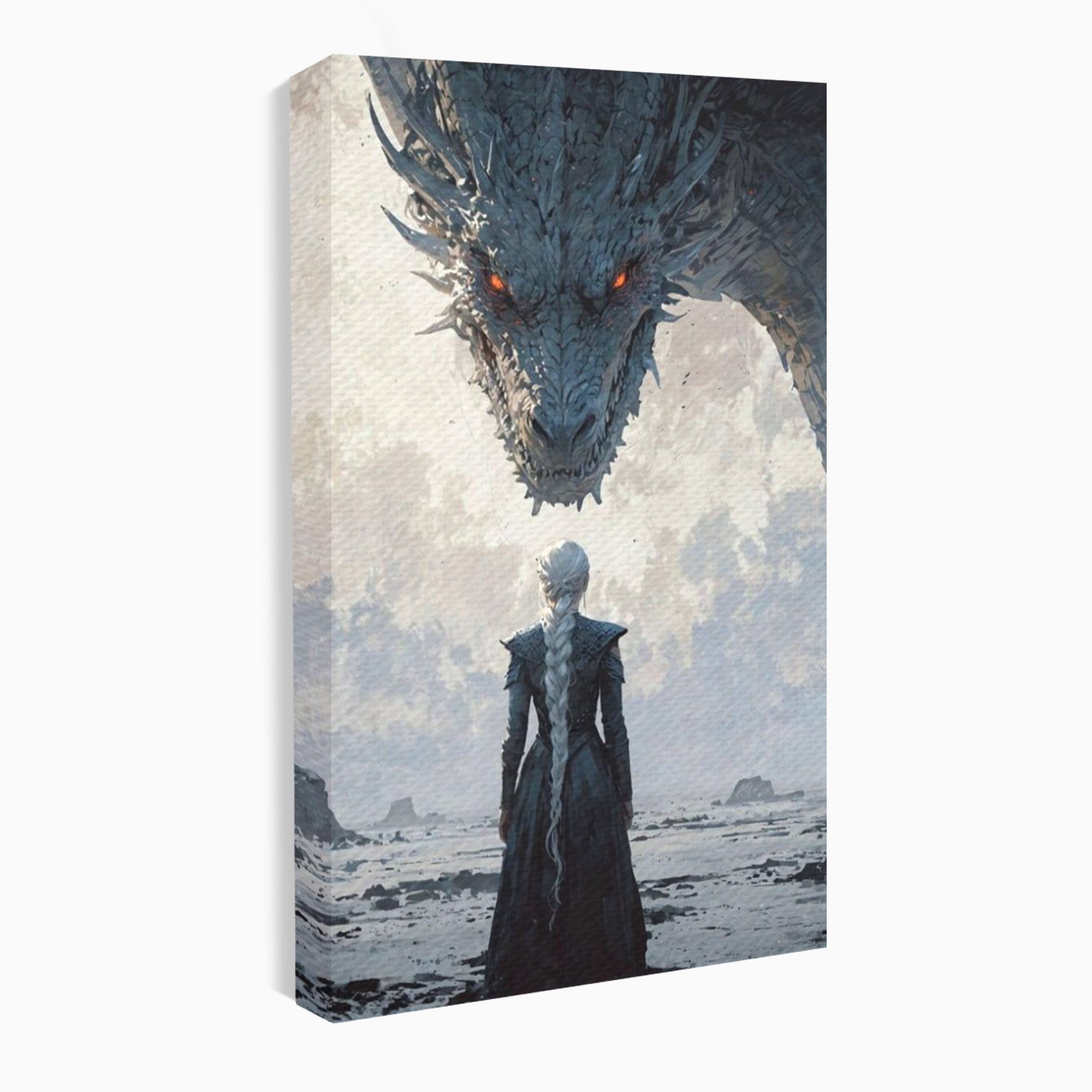 Tablou Canvas Premium LuxCanva® PI1186, Intalnire Cu Dragonul, Daenerys, Targaryen, Foc, Putere, Mama, Living, Culori Vibrante