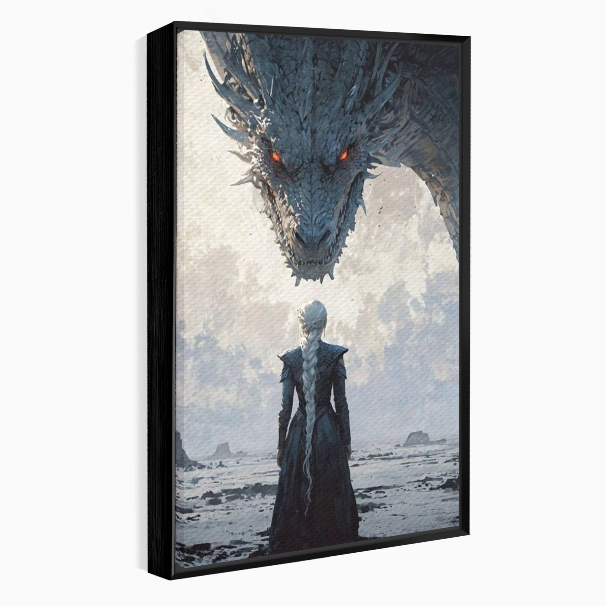 Tablou Canvas Premium LuxCanva® PI1186, Intalnire Cu Dragonul, Daenerys, Targaryen, Foc, Putere, Mama, Living, Culori Vibrante