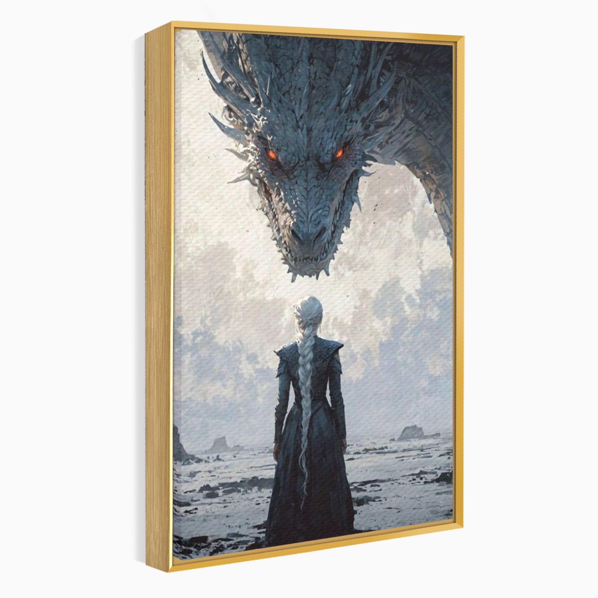 Tablou Canvas Premium LuxCanva® PI1186, Intalnire Cu Dragonul, Daenerys, Targaryen, Foc, Putere, Mama, Living, Culori Vibrante