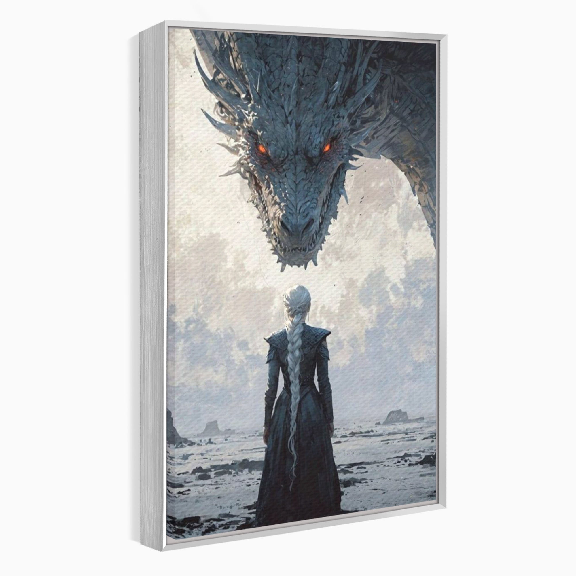 Tablou Canvas Premium LuxCanva® PI1186, Intalnire Cu Dragonul, Daenerys, Targaryen, Foc, Putere, Mama, Living, Culori Vibrante