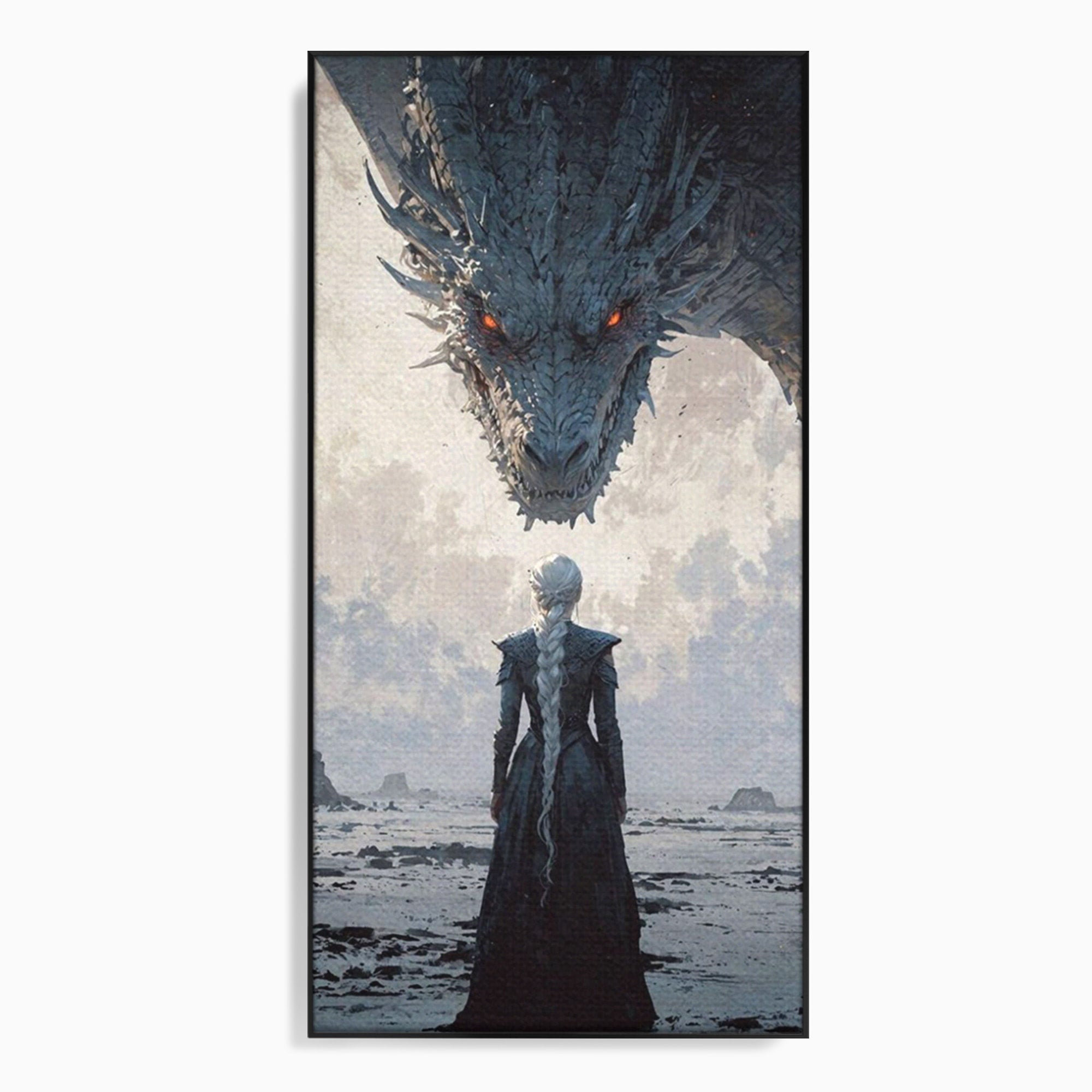 Tablou Canvas Premium LuxCanva® PI1186, Intalnire Cu Dragonul, Daenerys, Targaryen, Foc, Putere, Mama, Living, Culori Vibrante