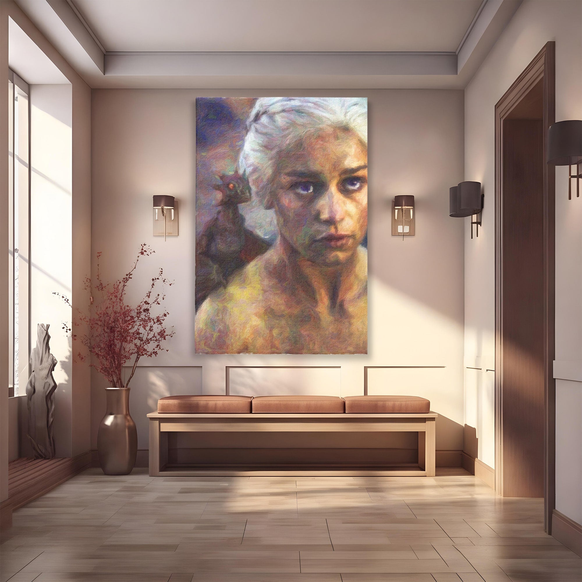Tablou Canvas Premium LuxCanva® PI1188, Mostenirea Targaryen, Fantezie, Foc, Dragon, Fictiune, Living, Culori Vibrante
