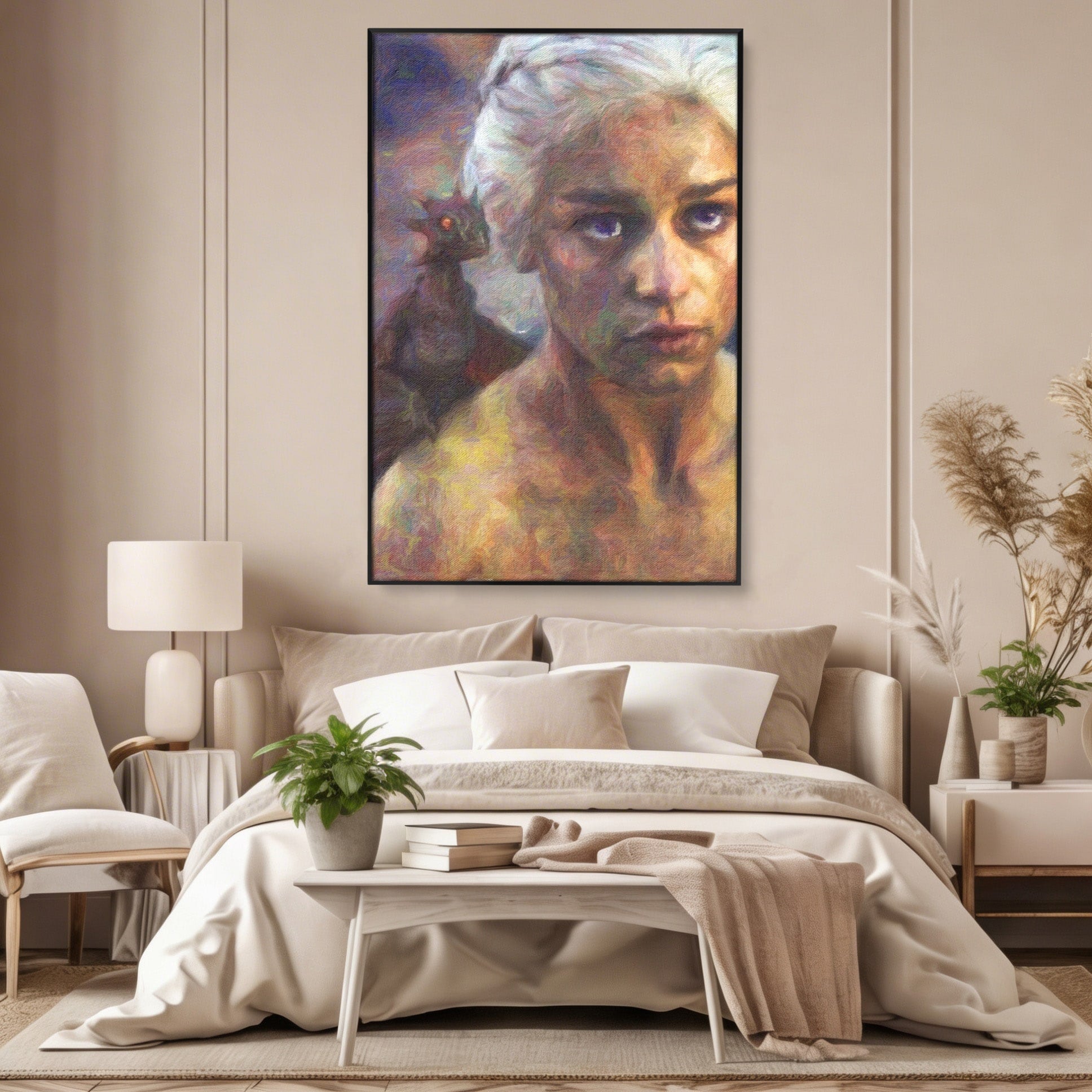 Tablou Canvas Premium LuxCanva® PI1188, Mostenirea Targaryen, Fantezie, Foc, Dragon, Fictiune, Living, Culori Vibrante