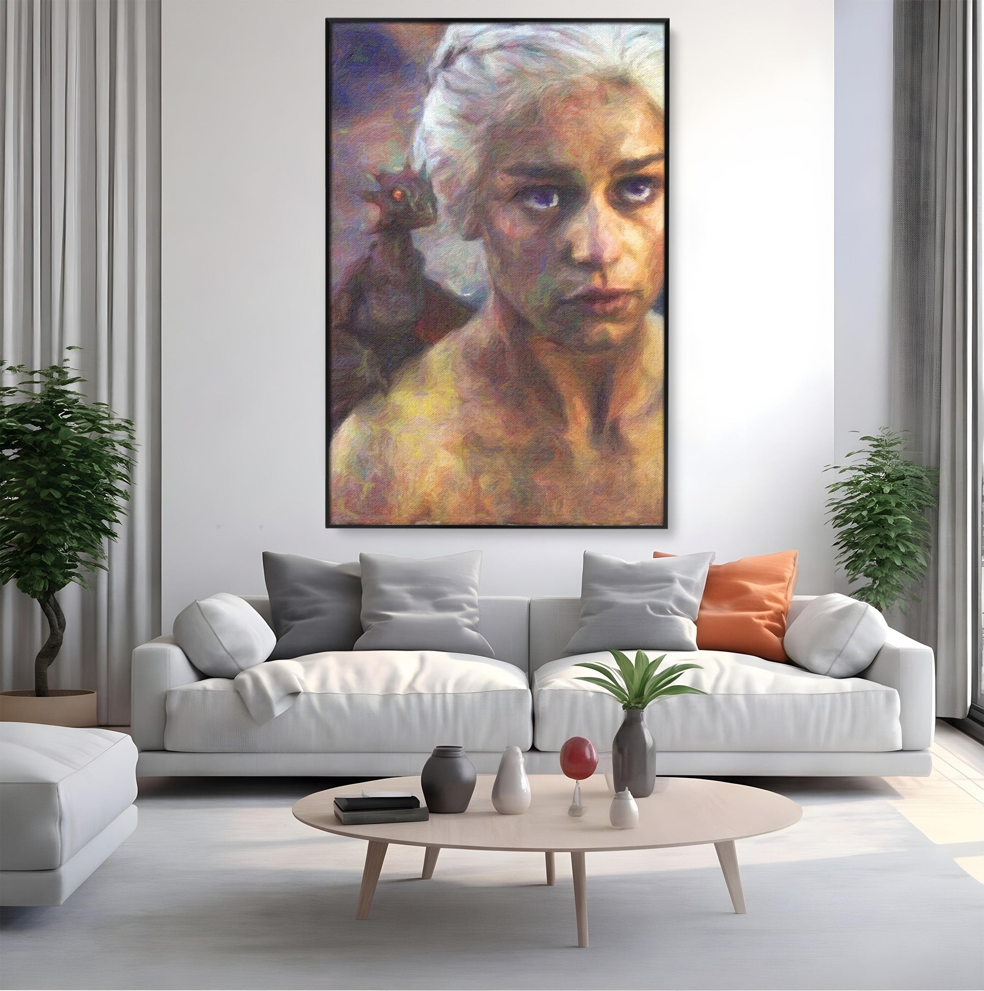 Tablou Canvas Premium LuxCanva® PI1188, Mostenirea Targaryen, Fantezie, Foc, Dragon, Fictiune, Living, Culori Vibrante