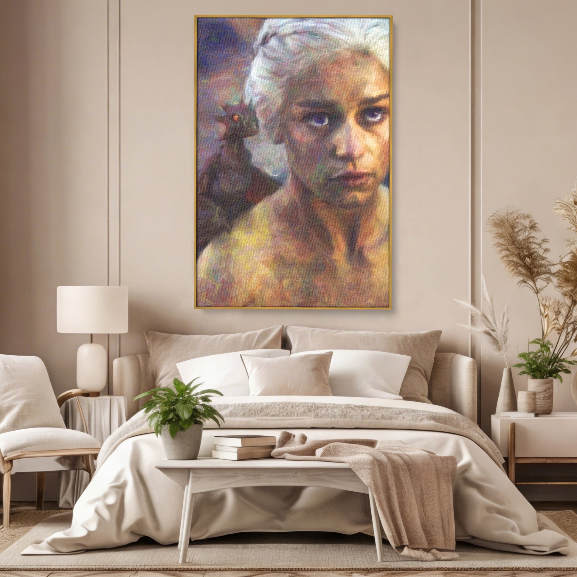 Tablou Canvas Premium LuxCanva® PI1188, Mostenirea Targaryen, Fantezie, Foc, Dragon, Fictiune, Living, Culori Vibrante