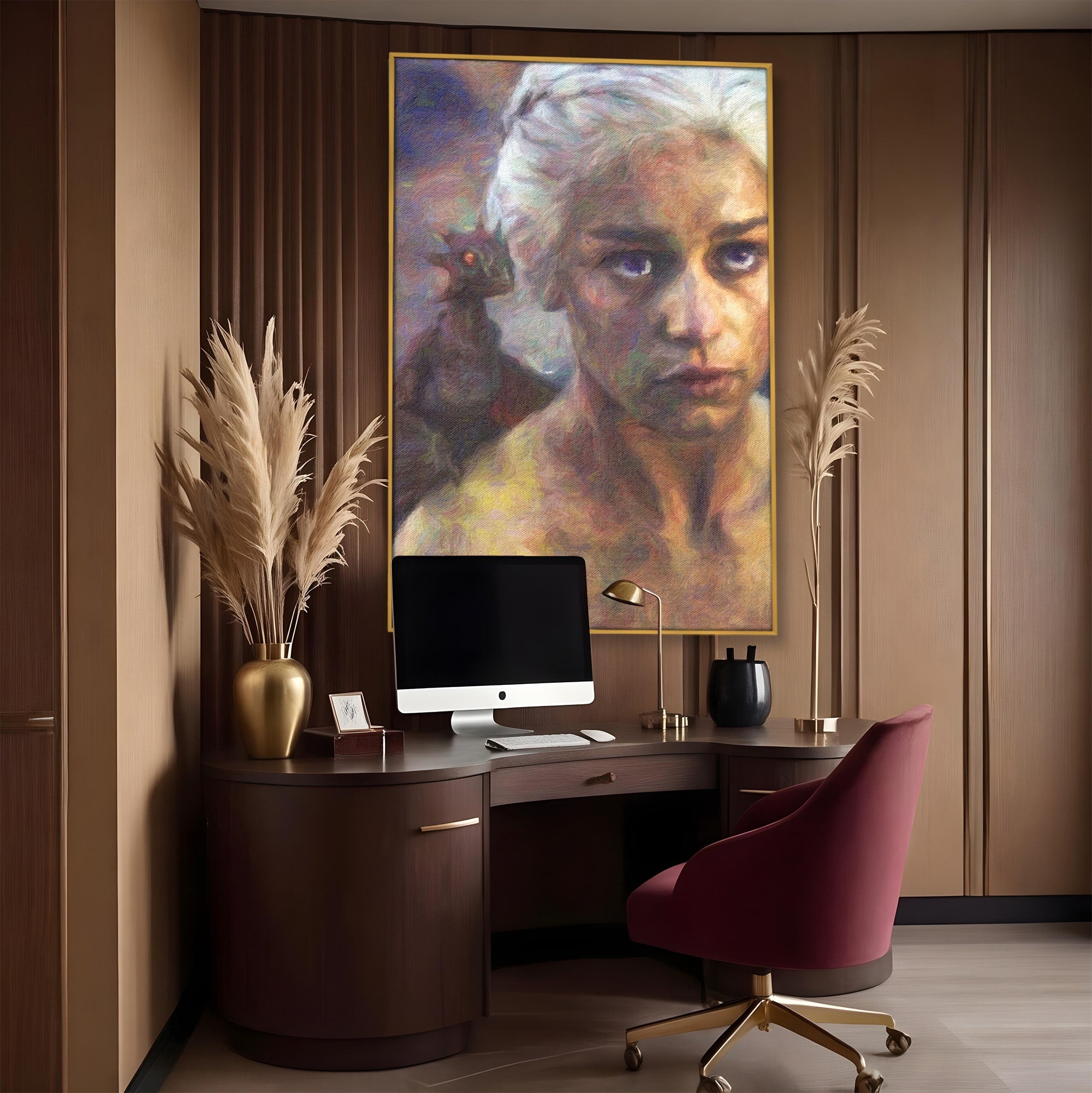 Tablou Canvas Premium LuxCanva® PI1188, Mostenirea Targaryen, Fantezie, Foc, Dragon, Fictiune, Living, Culori Vibrante