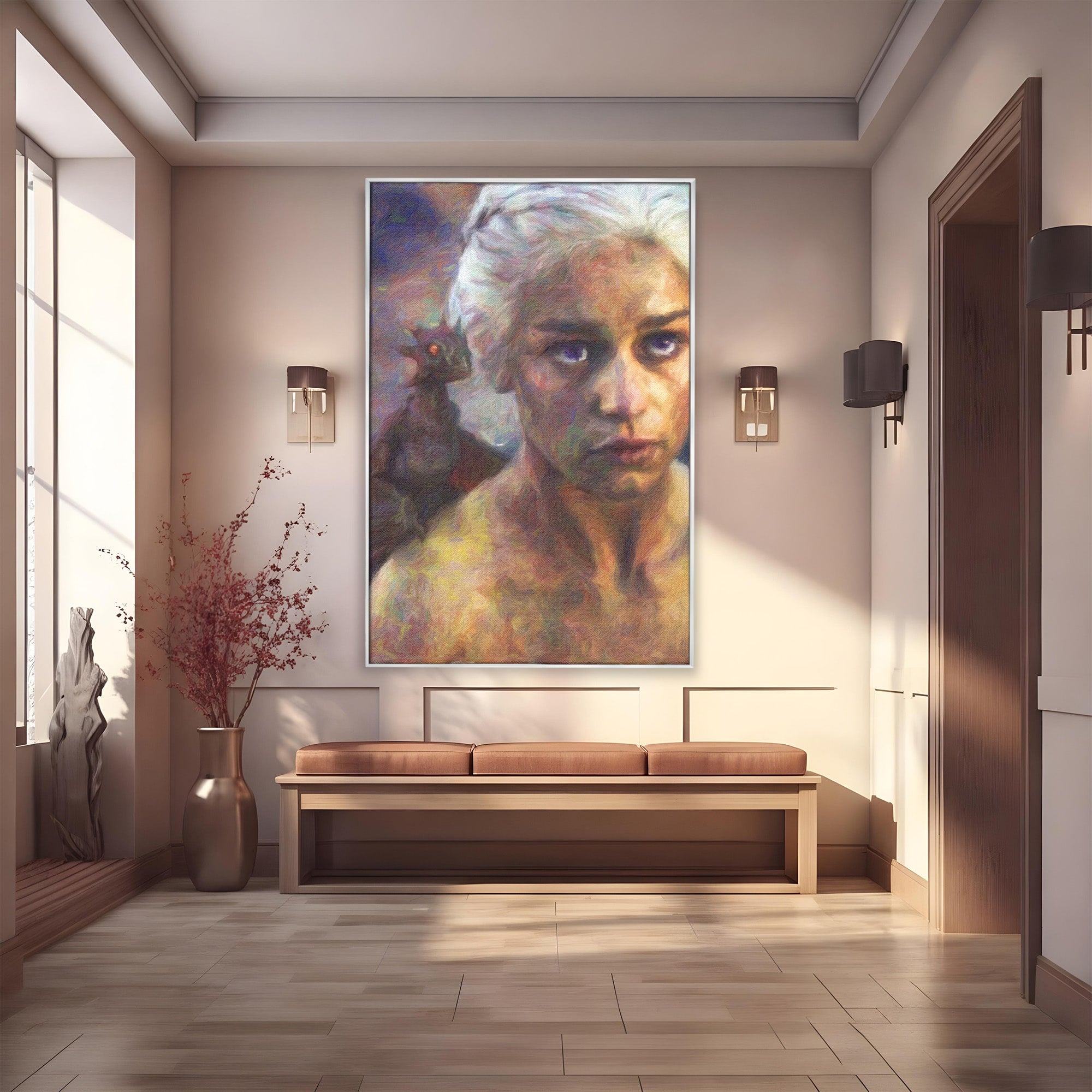 Tablou Canvas Premium LuxCanva® PI1188, Mostenirea Targaryen, Fantezie, Foc, Dragon, Fictiune, Living, Culori Vibrante