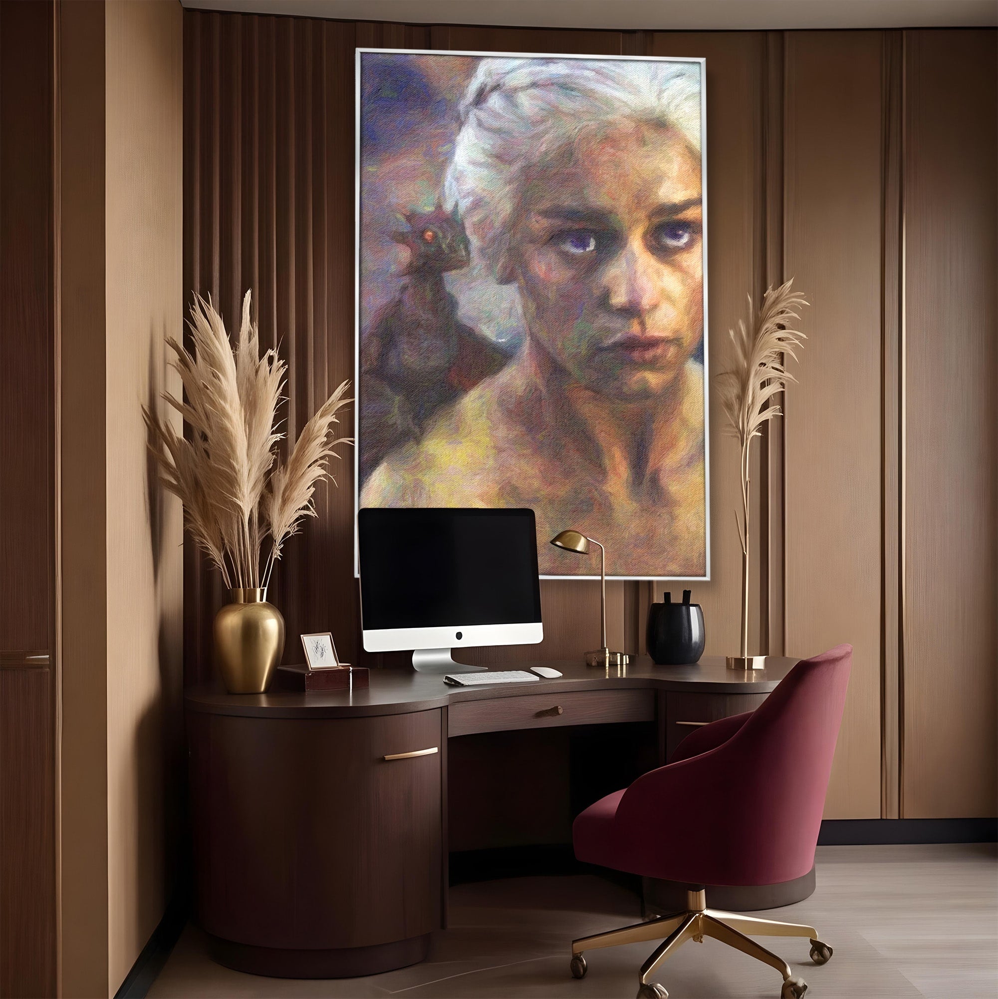 Tablou Canvas Premium LuxCanva® PI1188, Mostenirea Targaryen, Fantezie, Foc, Dragon, Fictiune, Living, Culori Vibrante