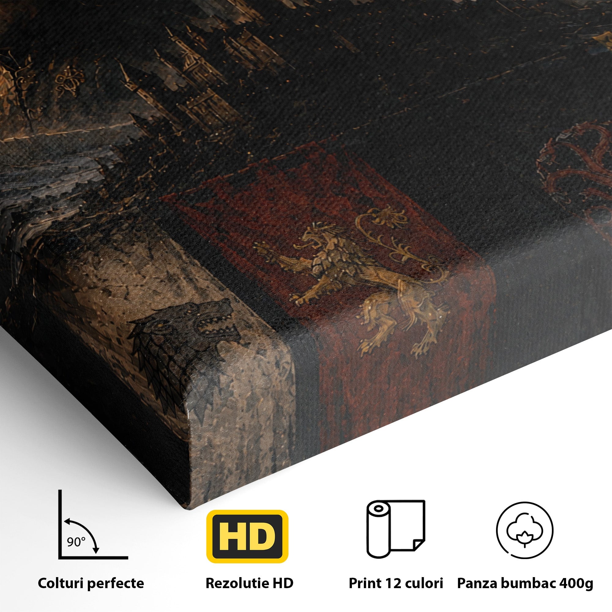 Tablou Canvas Premium LuxCanva® PI1189, Regii Tronului de Fier, Fantezie, Eroi, Tron, Game Of Thrones, Living, Culori Vibrante