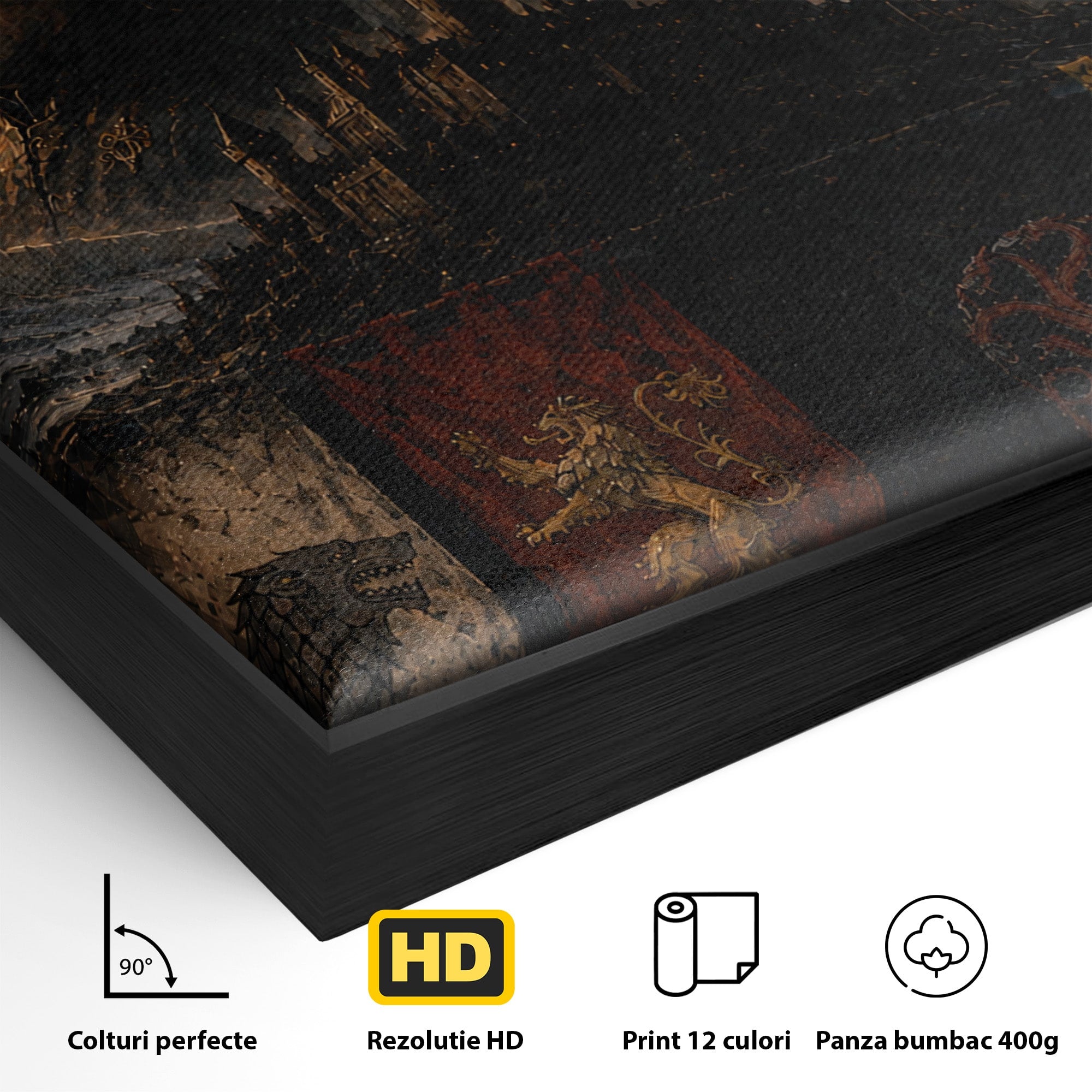 Tablou Canvas Premium LuxCanva® PI1189, Regii Tronului de Fier, Fantezie, Eroi, Tron, Game Of Thrones, Living, Culori Vibrante