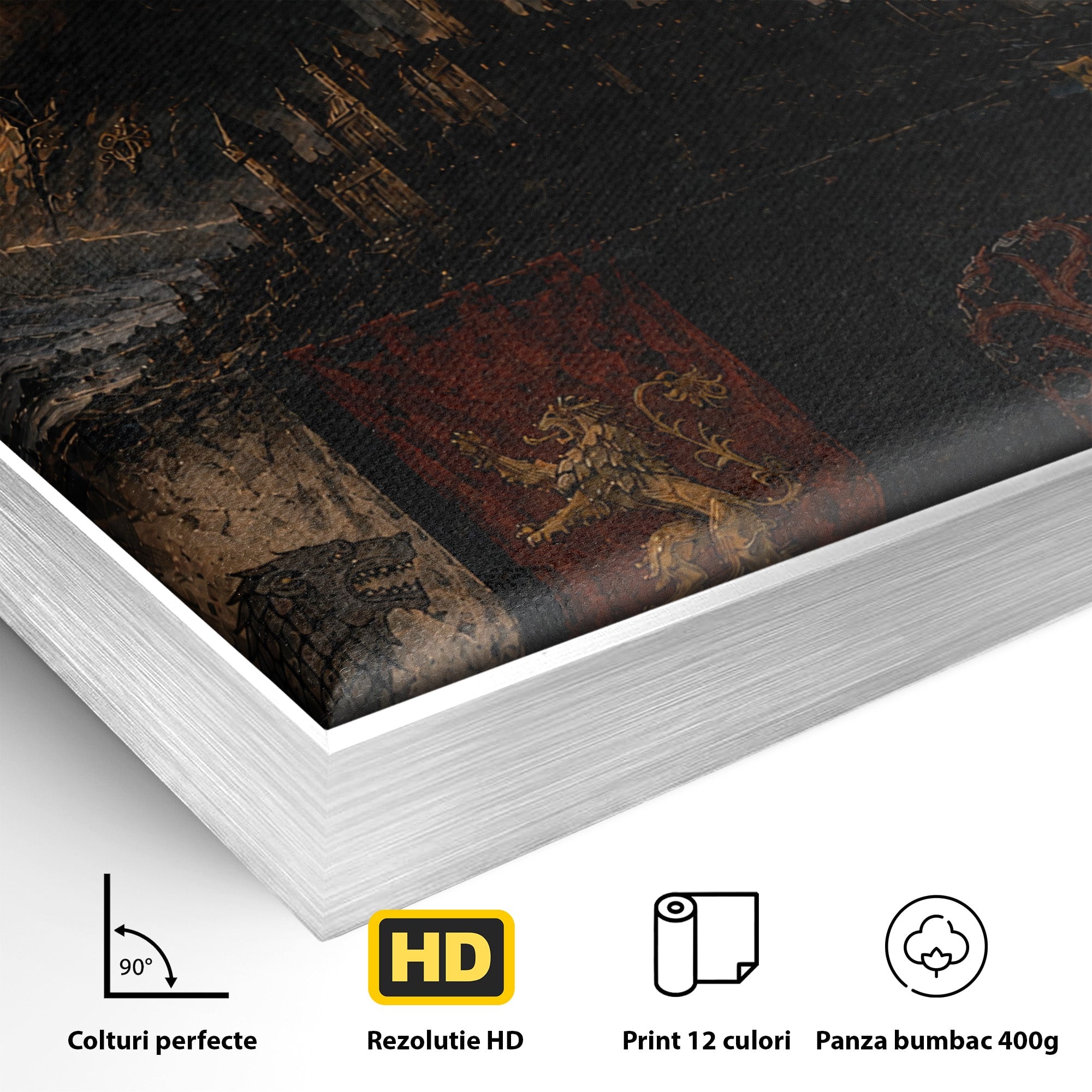 Tablou Canvas Premium LuxCanva® PI1189, Regii Tronului de Fier, Fantezie, Eroi, Tron, Game Of Thrones, Living, Culori Vibrante