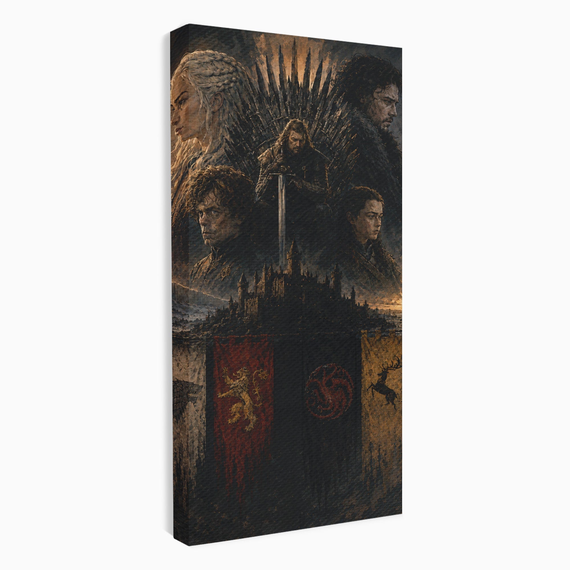 Tablou Canvas Premium LuxCanva® PI1189, Regii Tronului de Fier, Fantezie, Eroi, Tron, Game Of Thrones, Living, Culori Vibrante