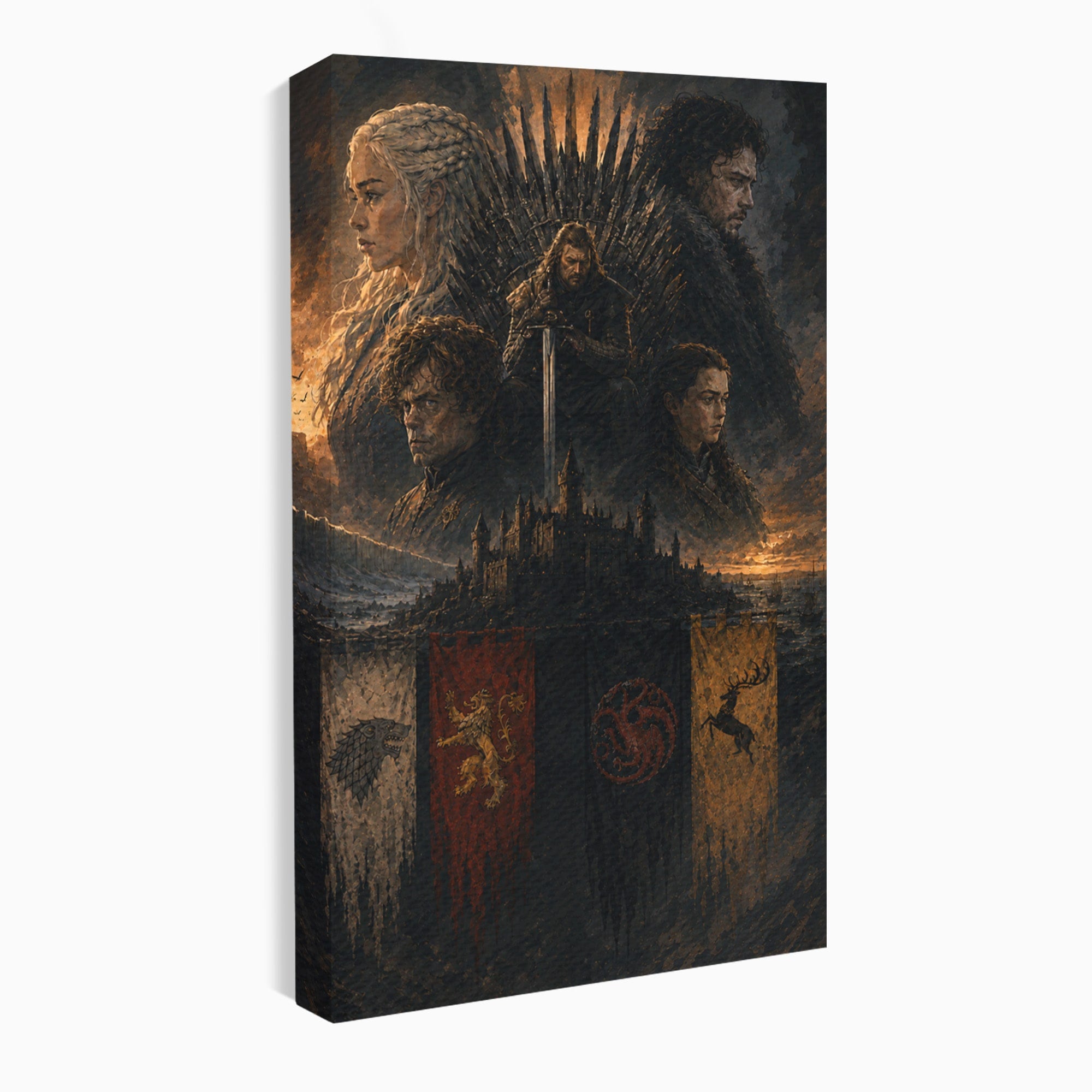 Tablou Canvas Premium LuxCanva® PI1189, Regii Tronului de Fier, Fantezie, Eroi, Tron, Game Of Thrones, Living, Culori Vibrante
