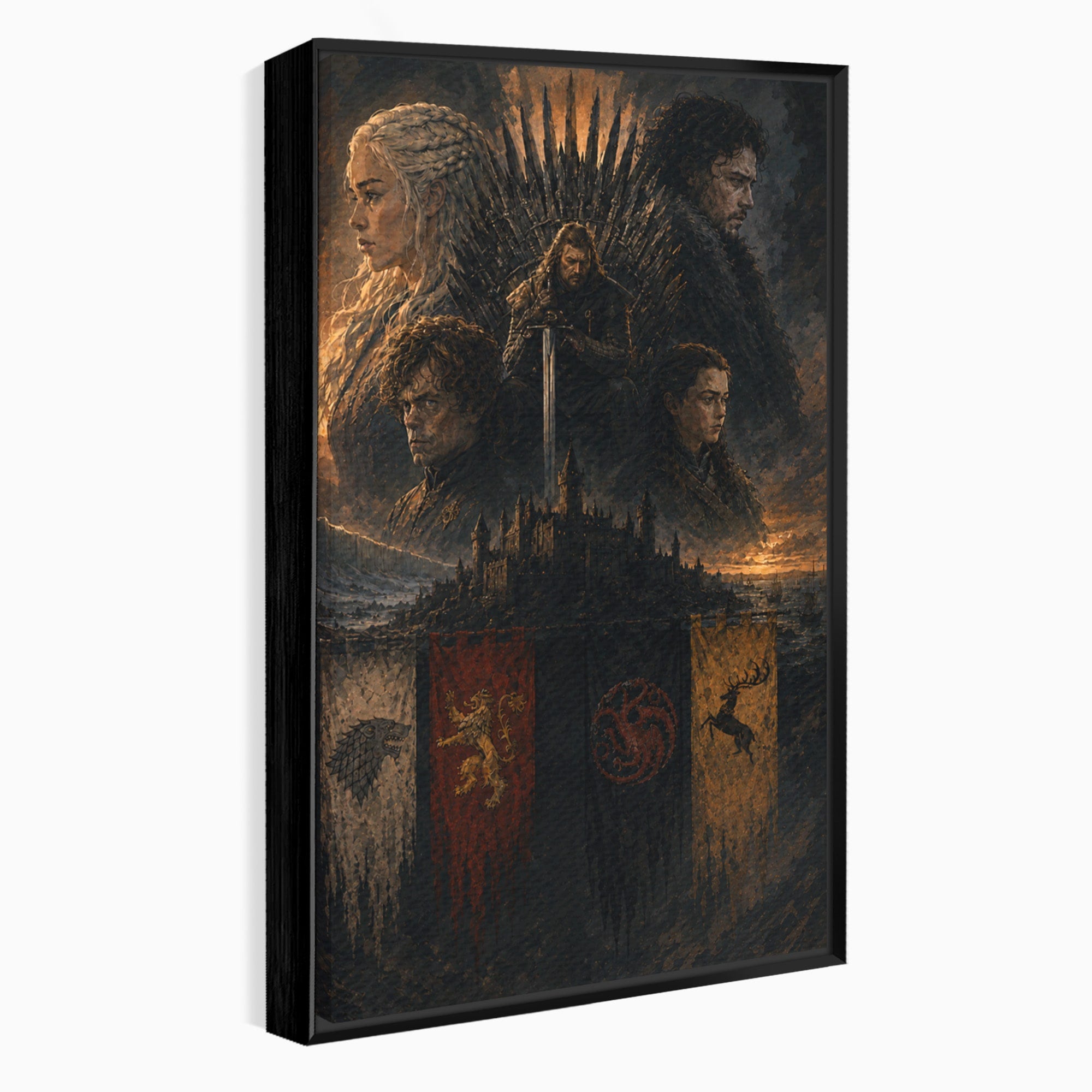 Tablou Canvas Premium LuxCanva® PI1189, Regii Tronului de Fier, Fantezie, Eroi, Tron, Game Of Thrones, Living, Culori Vibrante