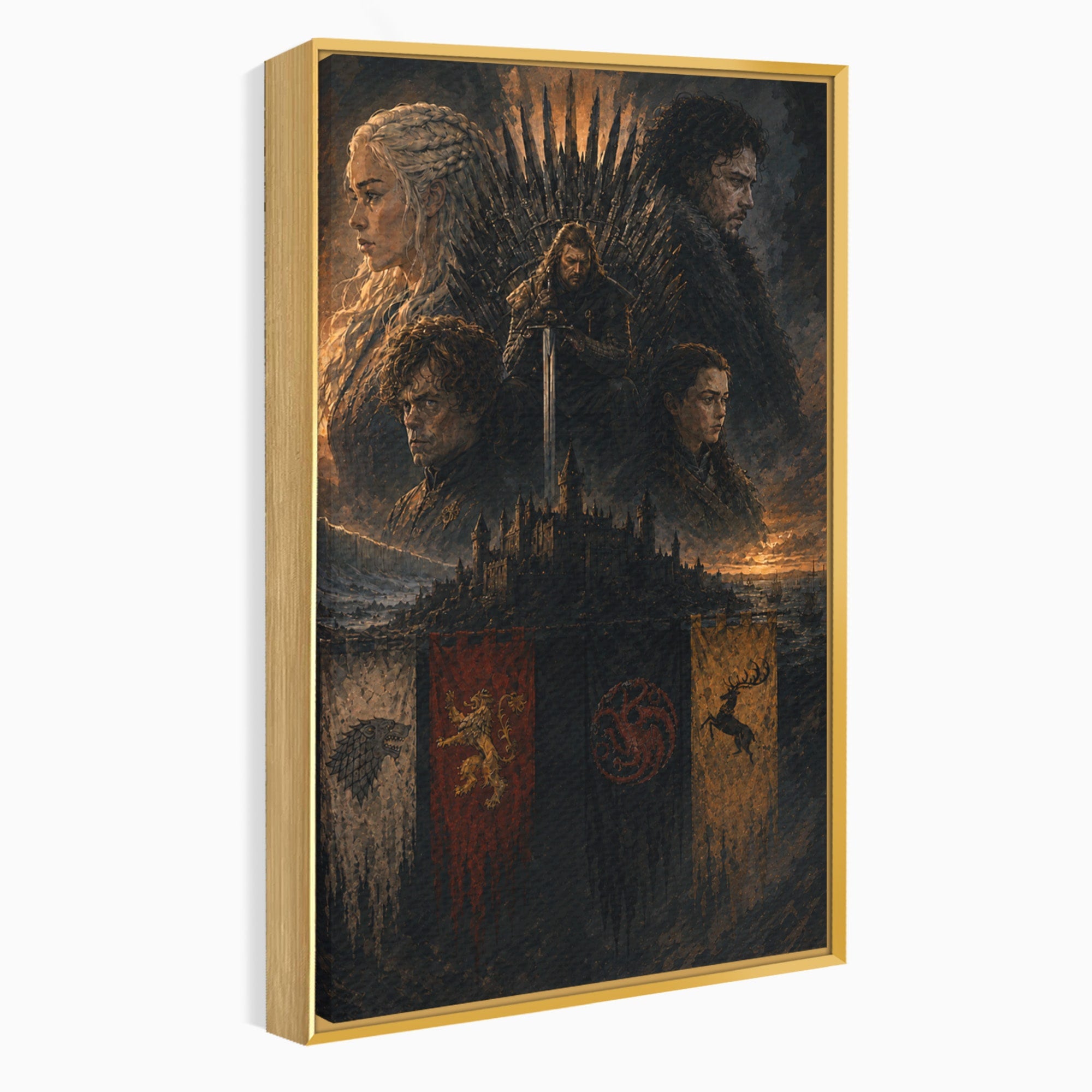 Tablou Canvas Premium LuxCanva® PI1189, Regii Tronului de Fier, Fantezie, Eroi, Tron, Game Of Thrones, Living, Culori Vibrante