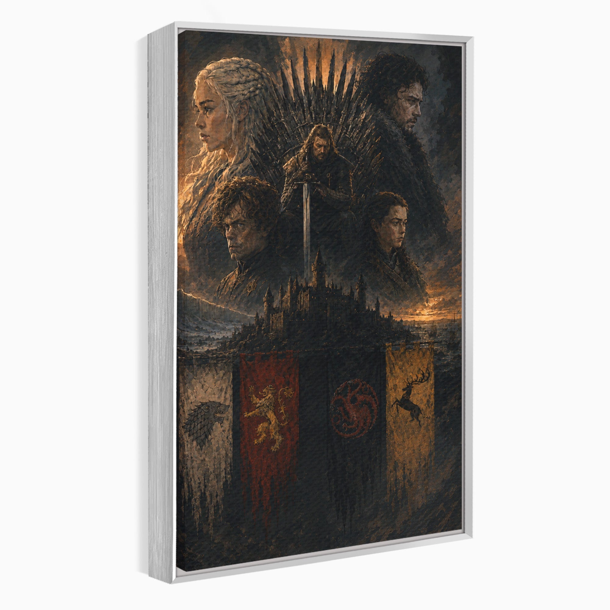 Tablou Canvas Premium LuxCanva® PI1189, Regii Tronului de Fier, Fantezie, Eroi, Tron, Game Of Thrones, Living, Culori Vibrante