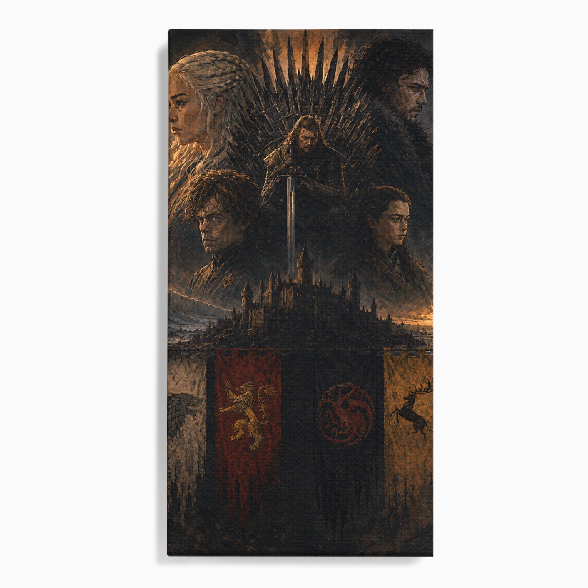 Tablou Canvas Premium LuxCanva® PI1189, Regii Tronului de Fier, Fantezie, Eroi, Tron, Game Of Thrones, Living, Culori Vibrante