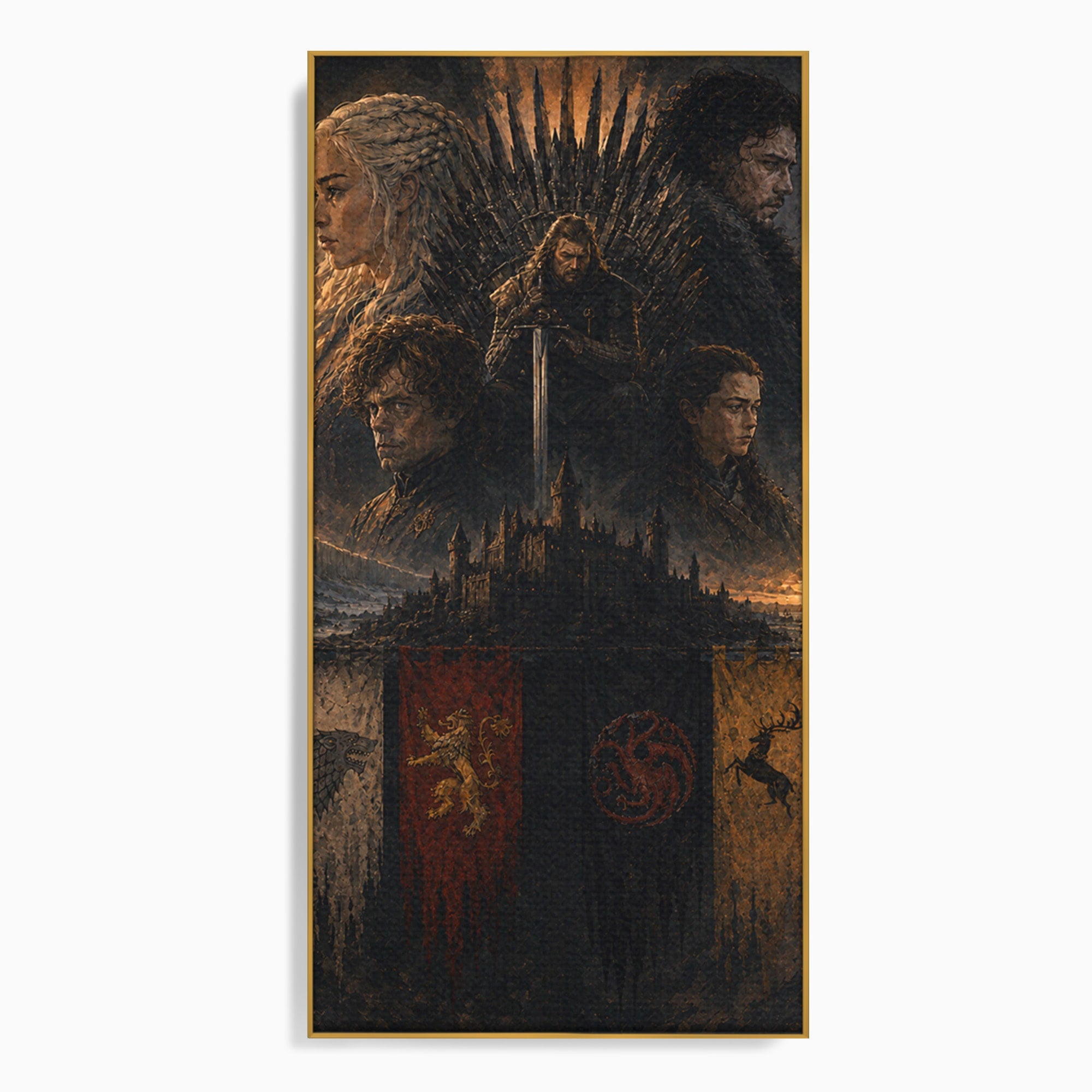 Tablou Canvas Premium LuxCanva® PI1189, Regii Tronului de Fier, Fantezie, Eroi, Tron, Game Of Thrones, Living, Culori Vibrante
