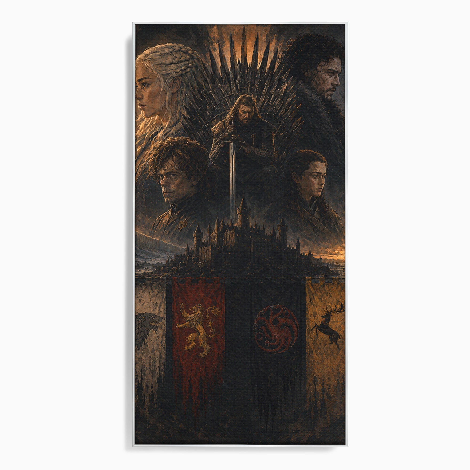 Tablou Canvas Premium LuxCanva® PI1189, Regii Tronului de Fier, Fantezie, Eroi, Tron, Game Of Thrones, Living, Culori Vibrante