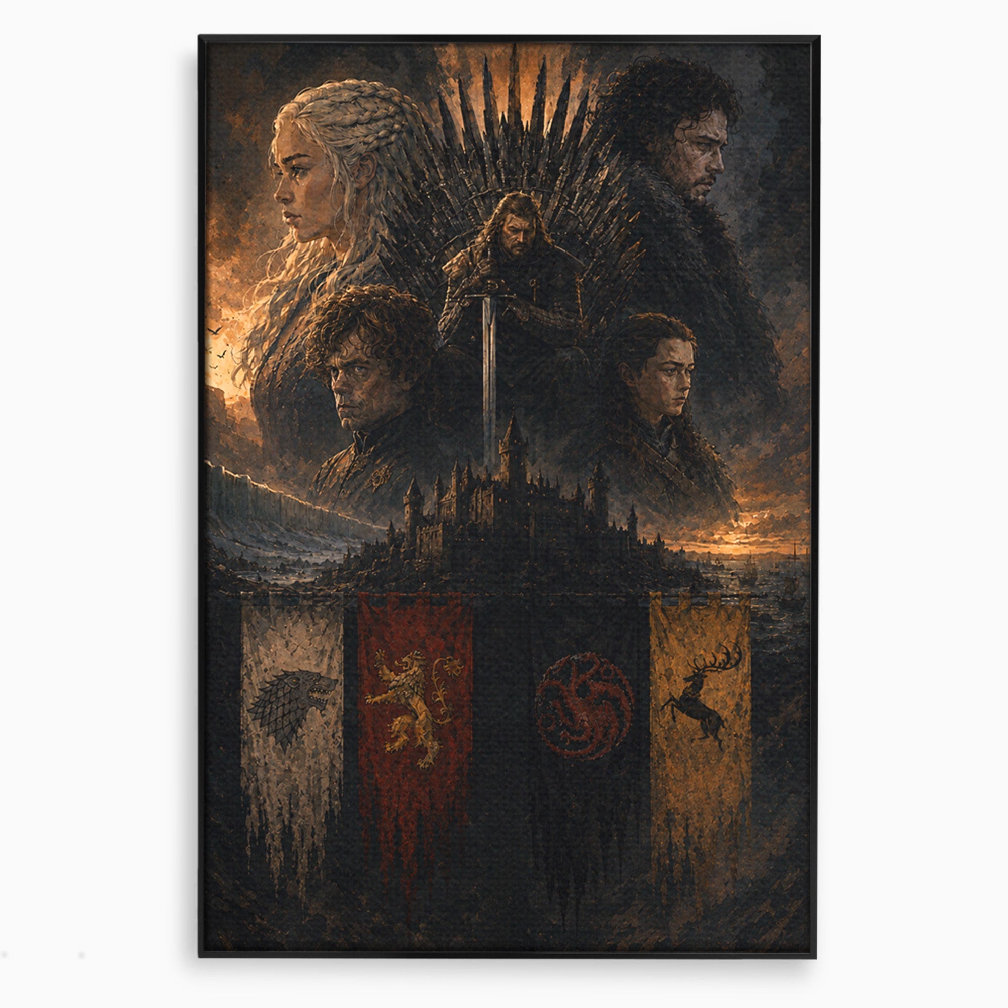 Tablou Canvas Premium LuxCanva® PI1189, Regii Tronului de Fier, Fantezie, Eroi, Tron, Game Of Thrones, Living, Culori Vibrante