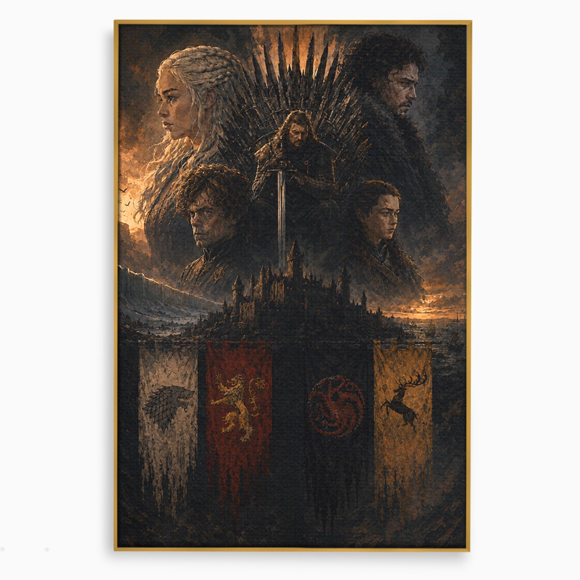 Tablou Canvas Premium LuxCanva® PI1189, Regii Tronului de Fier, Fantezie, Eroi, Tron, Game Of Thrones, Living, Culori Vibrante