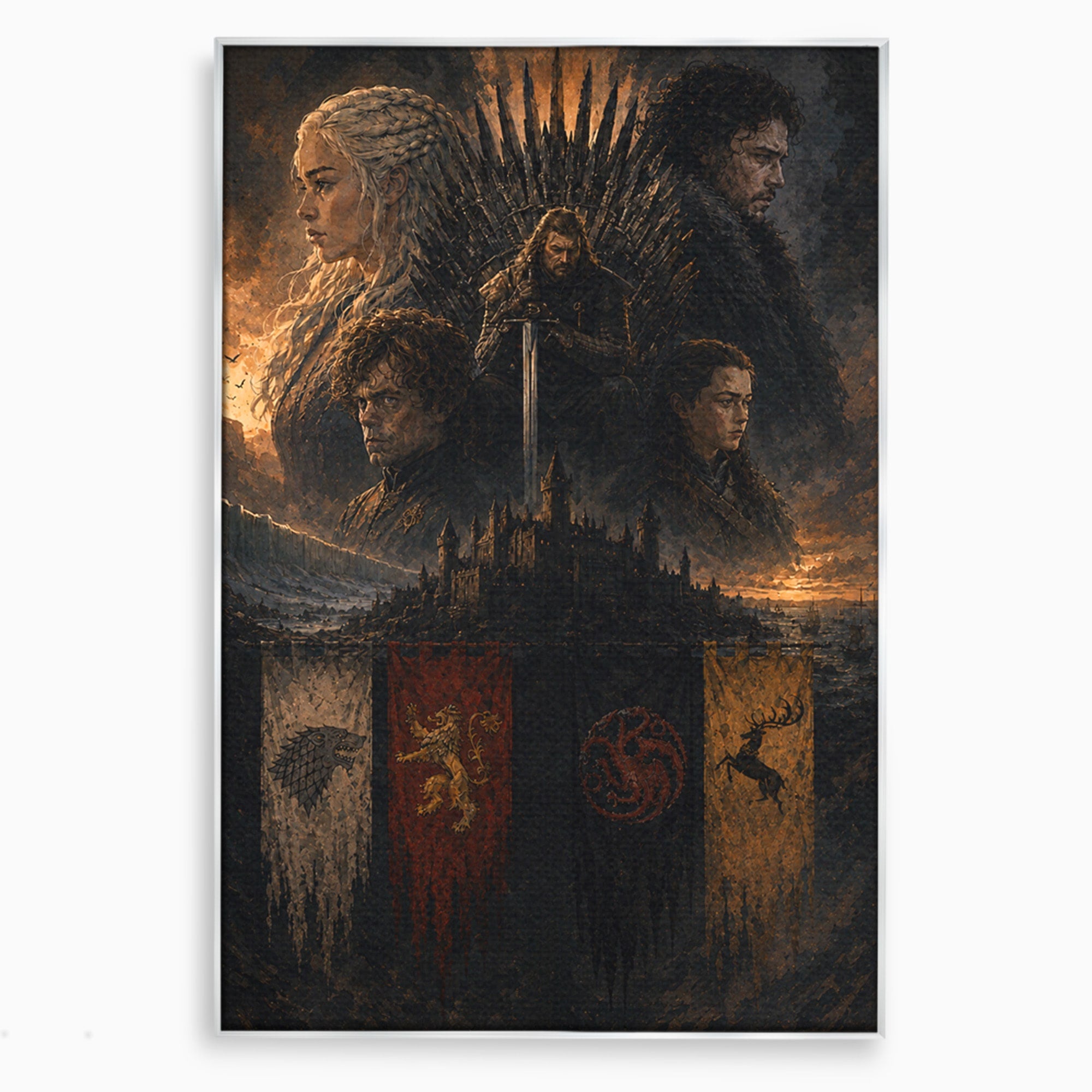Tablou Canvas Premium LuxCanva® PI1189, Regii Tronului de Fier, Fantezie, Eroi, Tron, Game Of Thrones, Living, Culori Vibrante