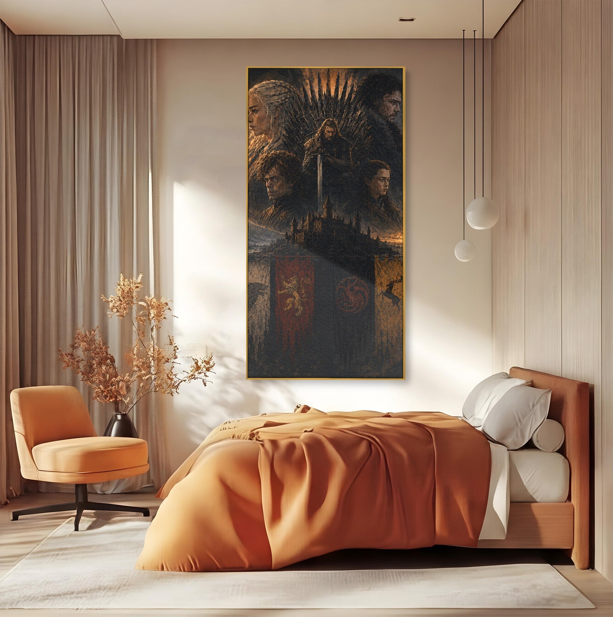 Tablou Canvas Premium LuxCanva® PI1189, Regii Tronului de Fier, Fantezie, Eroi, Tron, Game Of Thrones, Living, Culori Vibrante
