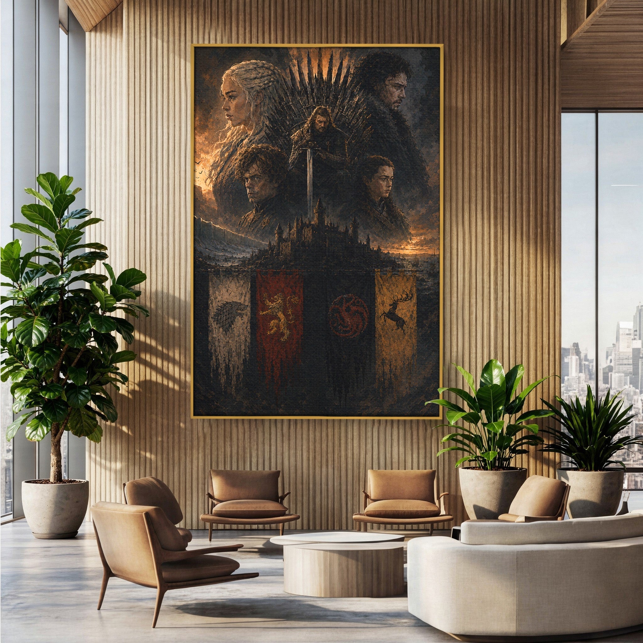 Tablou Canvas Premium LuxCanva® PI1189, Regii Tronului de Fier, Fantezie, Eroi, Tron, Game Of Thrones, Living, Culori Vibrante