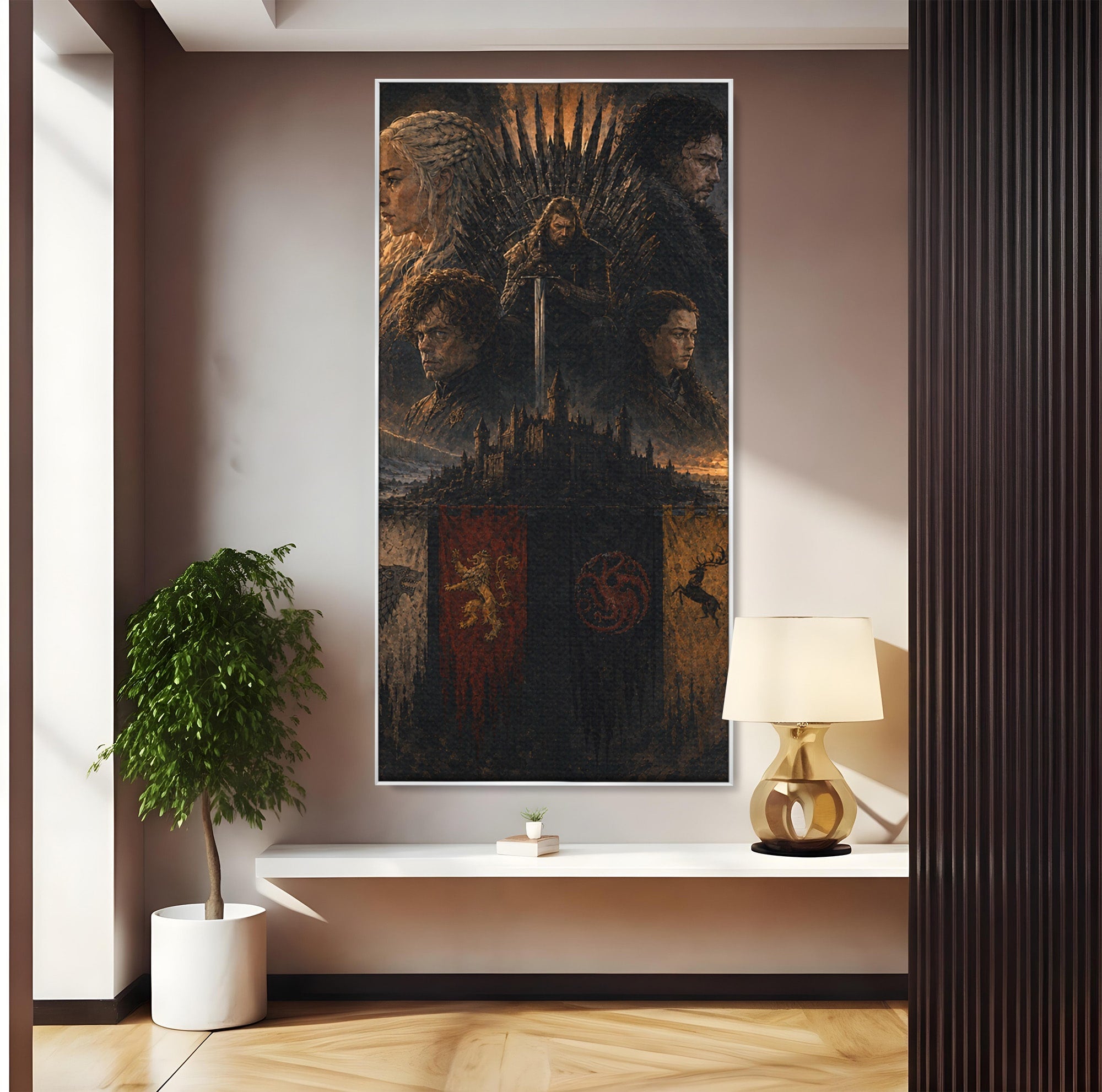 Tablou Canvas Premium LuxCanva® PI1189, Regii Tronului de Fier, Fantezie, Eroi, Tron, Game Of Thrones, Living, Culori Vibrante