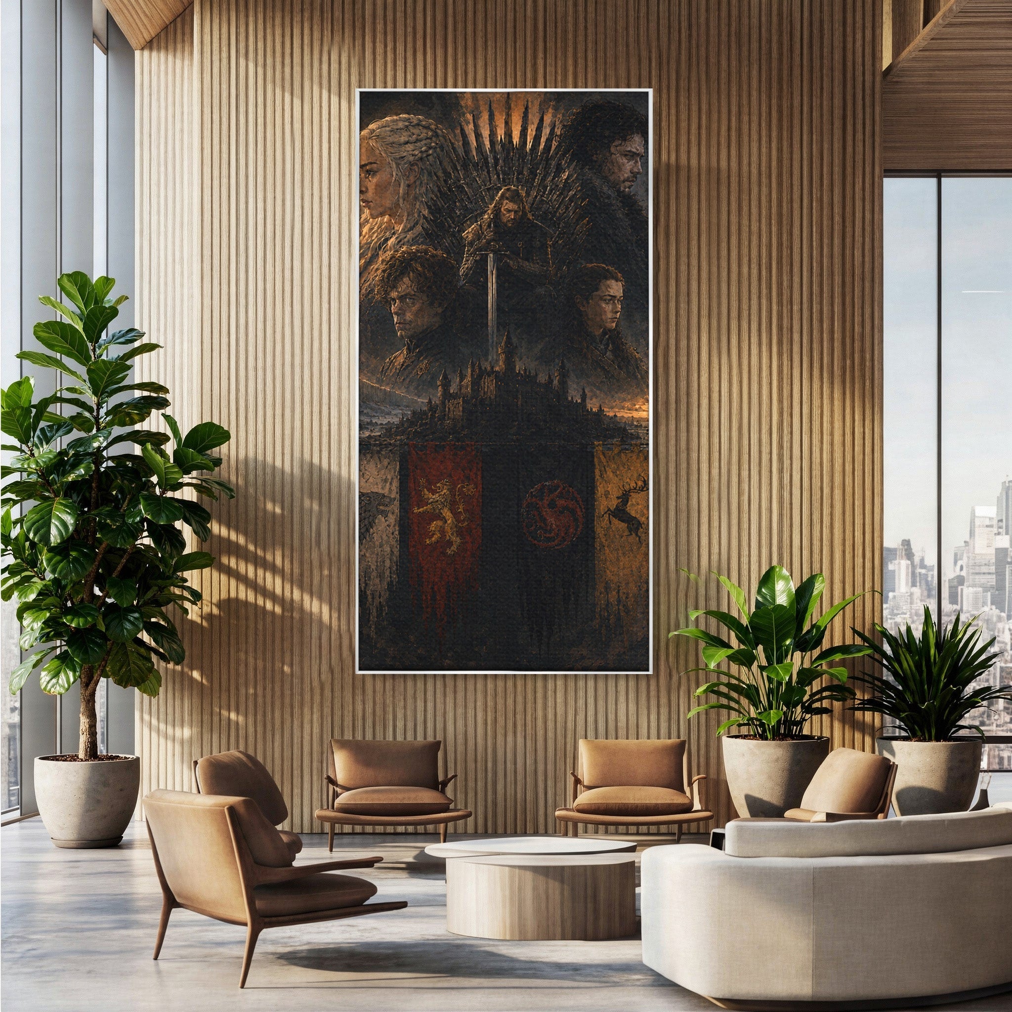 Tablou Canvas Premium LuxCanva® PI1189, Regii Tronului de Fier, Fantezie, Eroi, Tron, Game Of Thrones, Living, Culori Vibrante