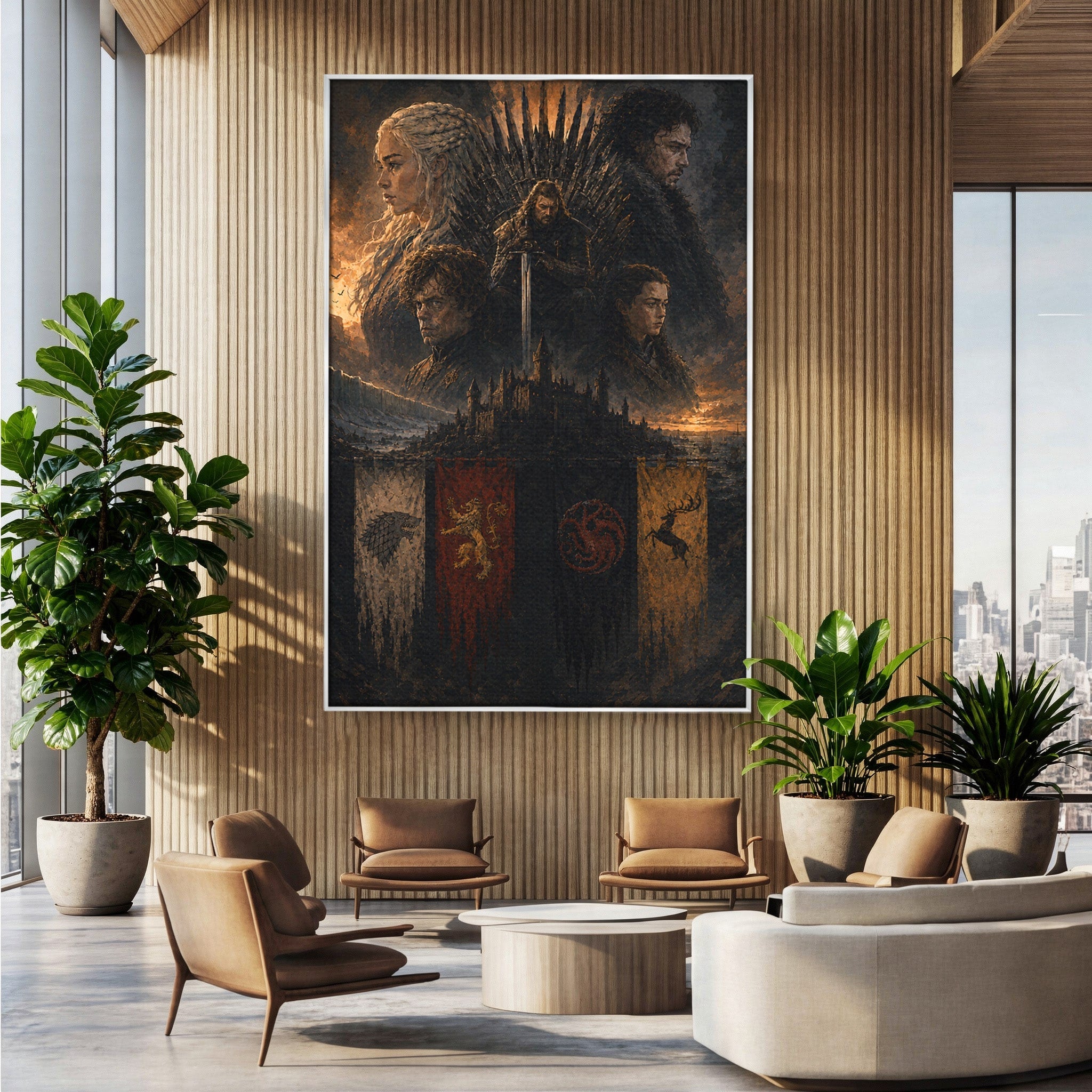 Tablou Canvas Premium LuxCanva® PI1189, Regii Tronului de Fier, Fantezie, Eroi, Tron, Game Of Thrones, Living, Culori Vibrante